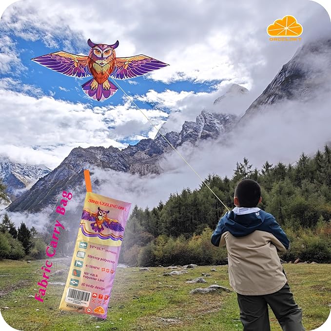 ORGCLDKT- 3D Lifelike Style Bird/Eagle Kite, Super Easy to Fly with, Ideal for Kids, Adults, Girls, Boys. Kites for The Beach, Grassland, Hiking