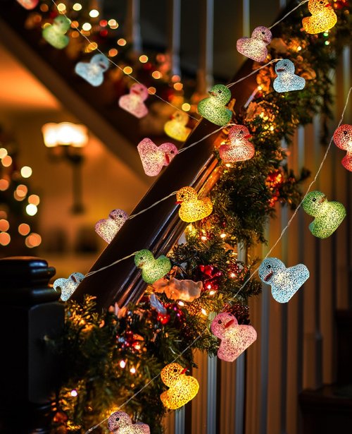 AceList 20 LED Glitter Rubber Ducks String Lights - Perfect for Kids, Parties, and Children's Room, Nurseries Decor - Battery or USB Powered - Squeezable and Sound-Enabled