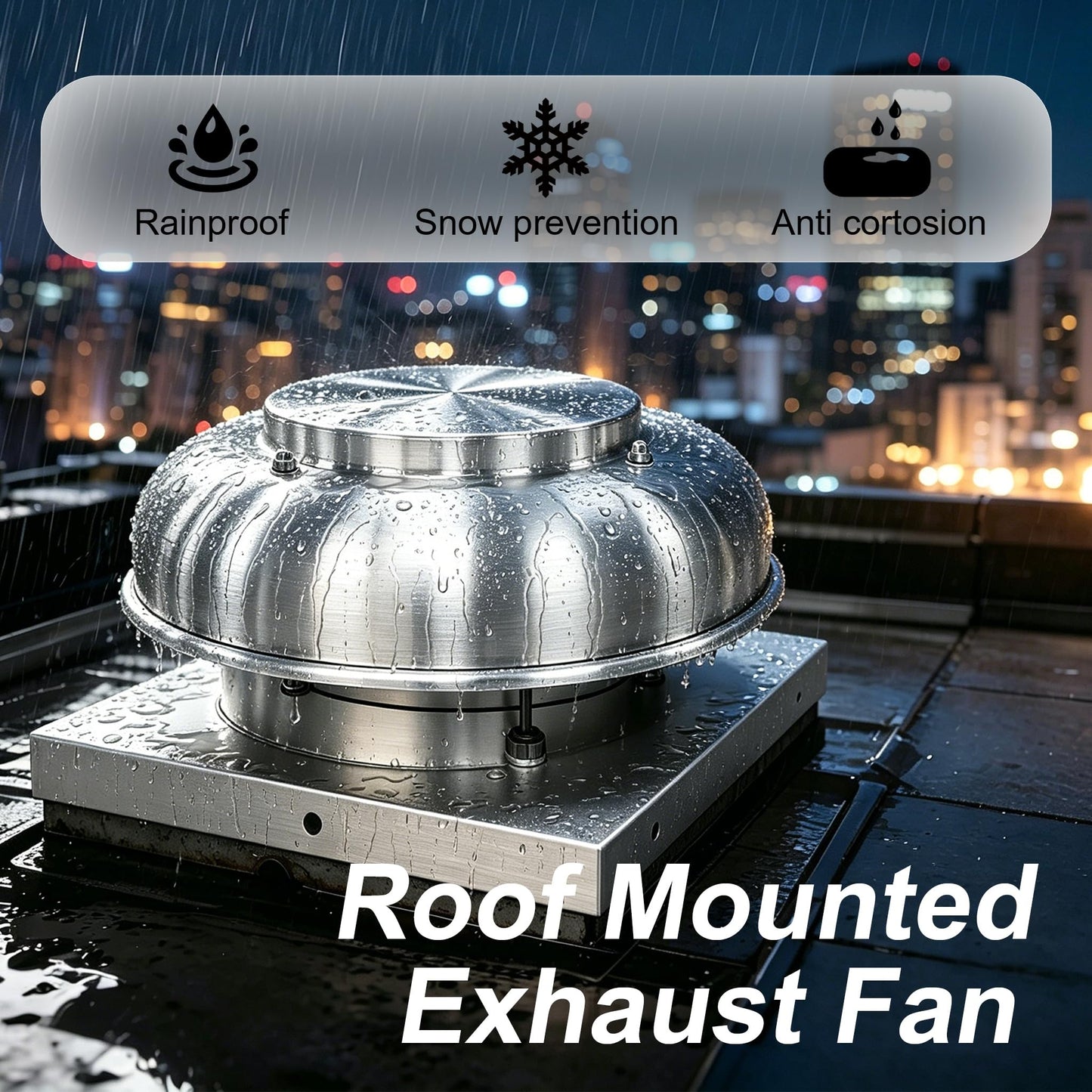 Hakazeni Roof Exhaust Fan,1500CFM Aluminum Roof Mounted Fan, Weatherproof Low Noise Roof Vent Fan for Attic Garage Kitchen Warehouse Commercial Residential