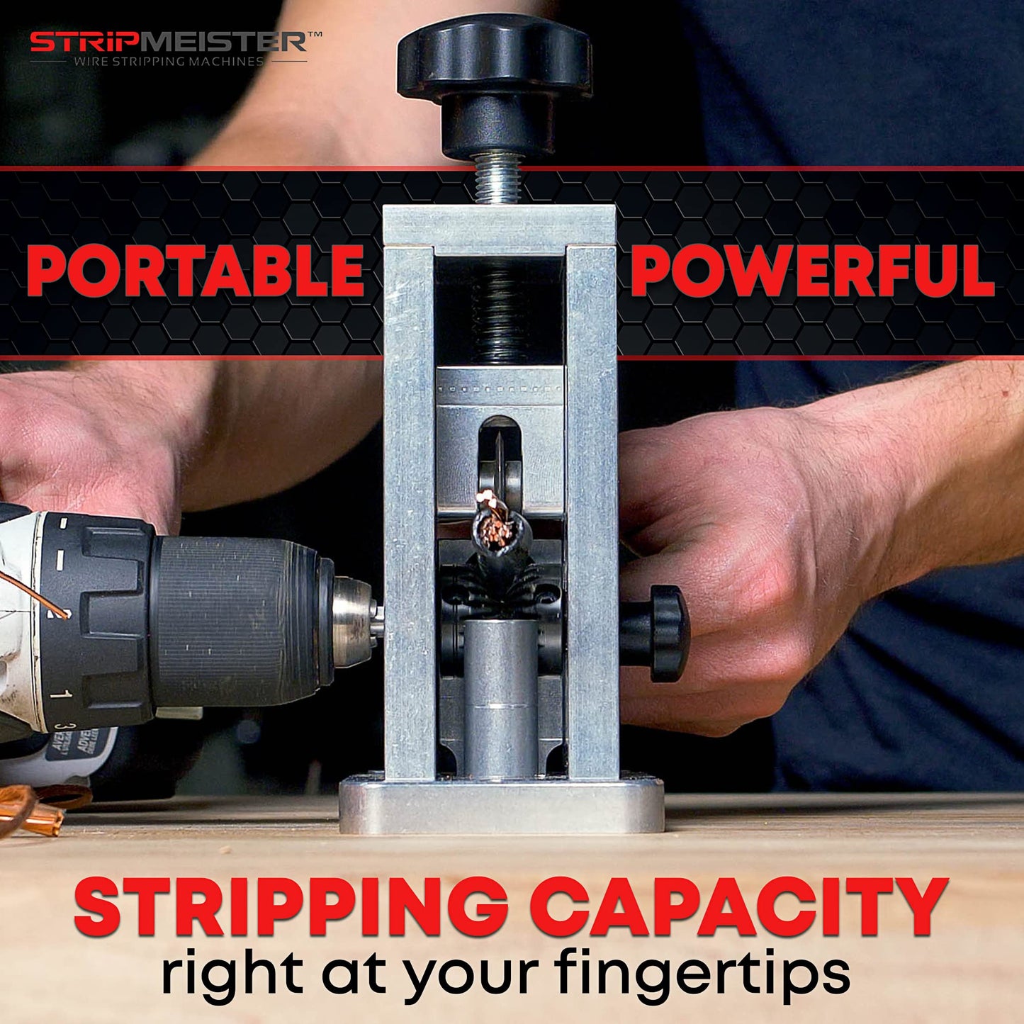 StripMeister Original Wire Stripping Machine & E250 Blade Replacement Kit - Drill Powered Stripper Tool, Made Easy (Bundle)
