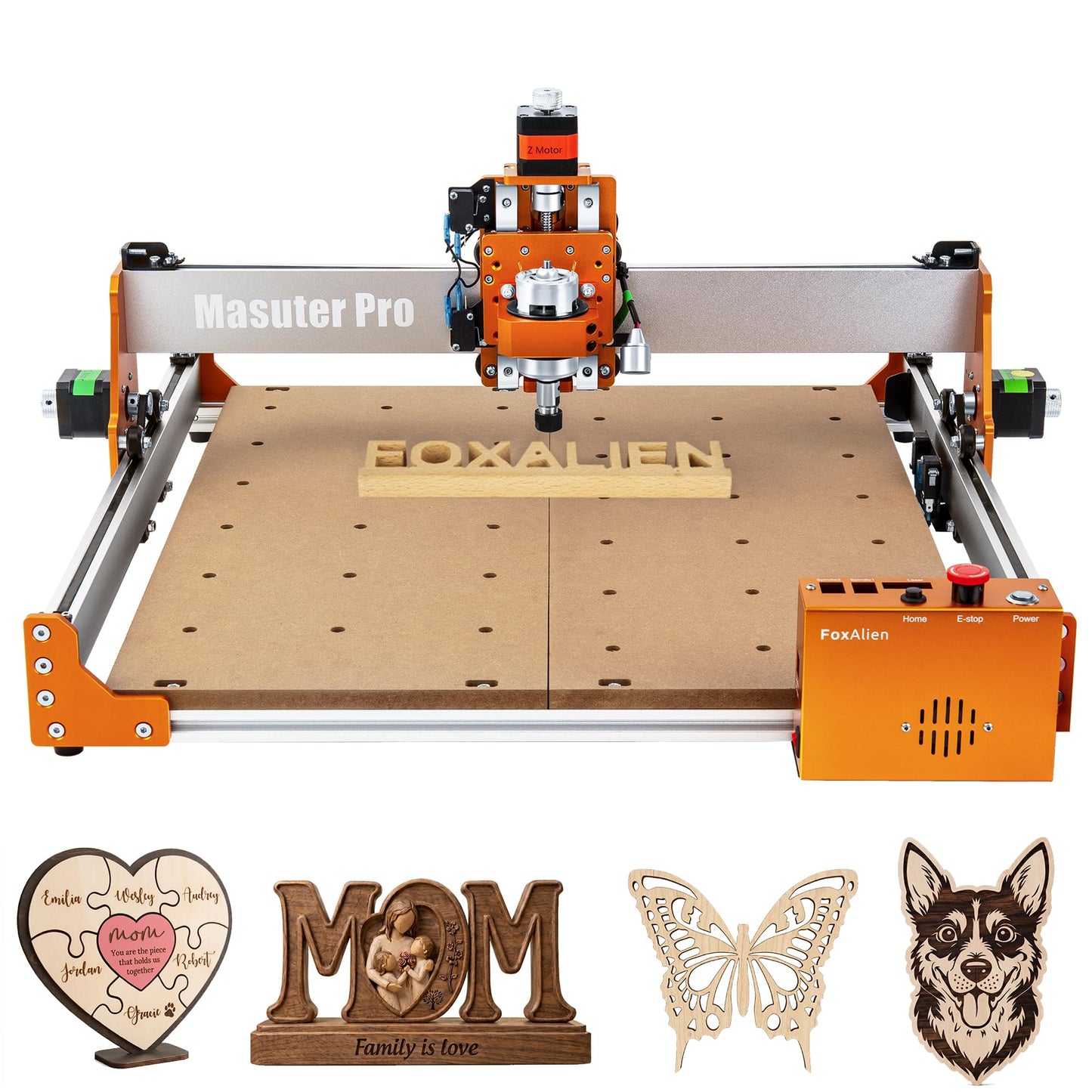 FoxAlien Masuter Pro 3-Axis CNC Router Machine, Beginner Hobby Engraving Machine All-Metal Structure for Wood Acrylic MDF Nylon Routing Milling Carving