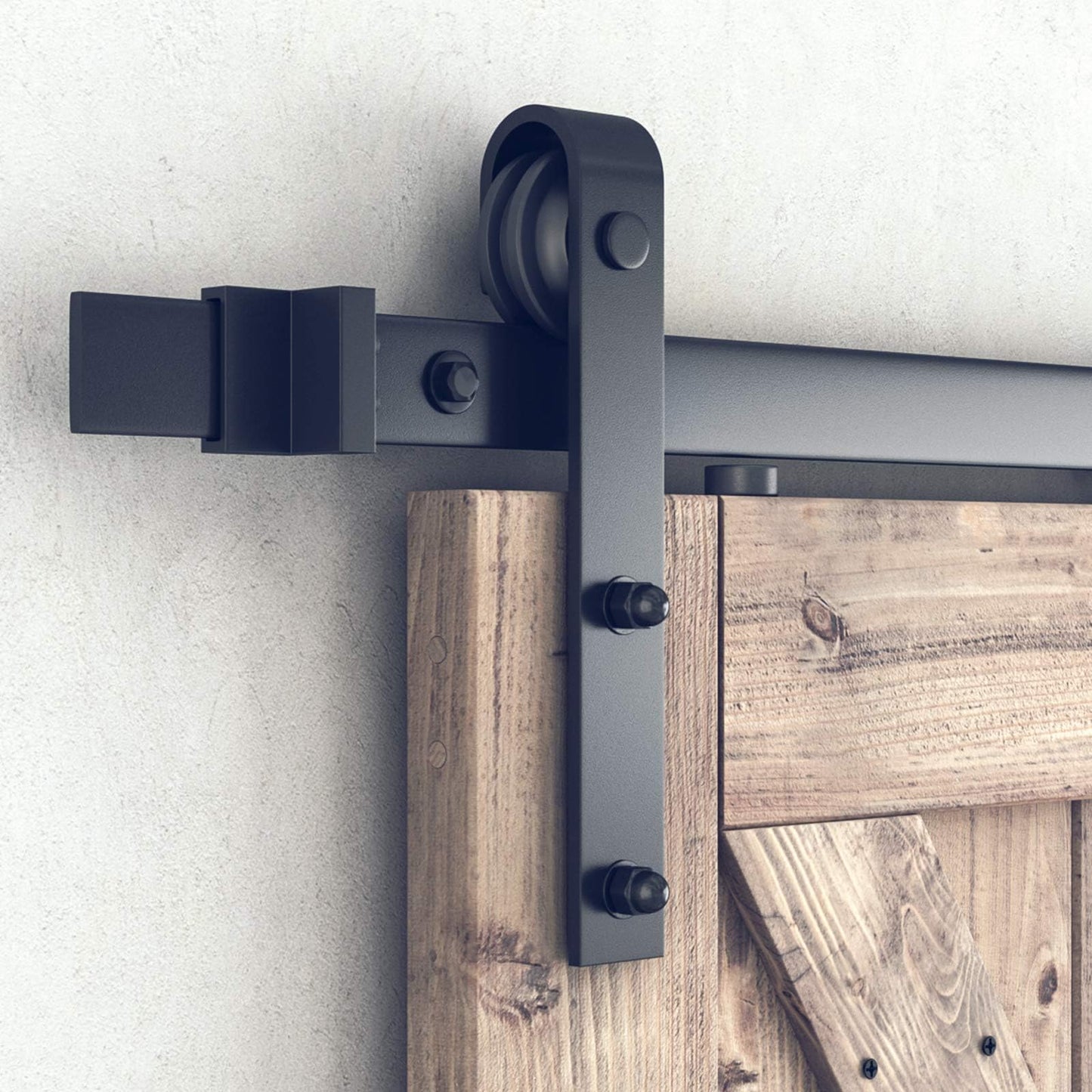 SMARTSTANDARD 6.8FT Barn Door Hardware Kit, Sliding Barn Door Track -Smoothly and Quietly -Easy to Install -Includes Step-by-Step Installation Instruction Fit 40" Wide Door Panel (J Shape Hanger)