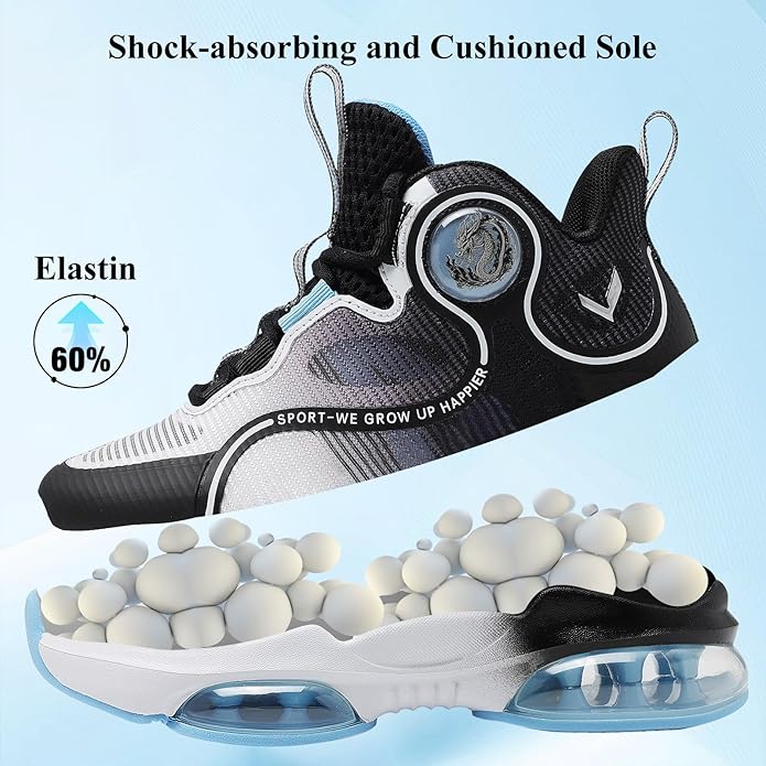 VITUOFLY Kids Basketball Shoes Boys Air Cushion Sneakers Girls Mid Top School Hoops Shoes Non-Slip Outdoor Sports Running Gym Comfortable Durable Little Kid/Big Kid