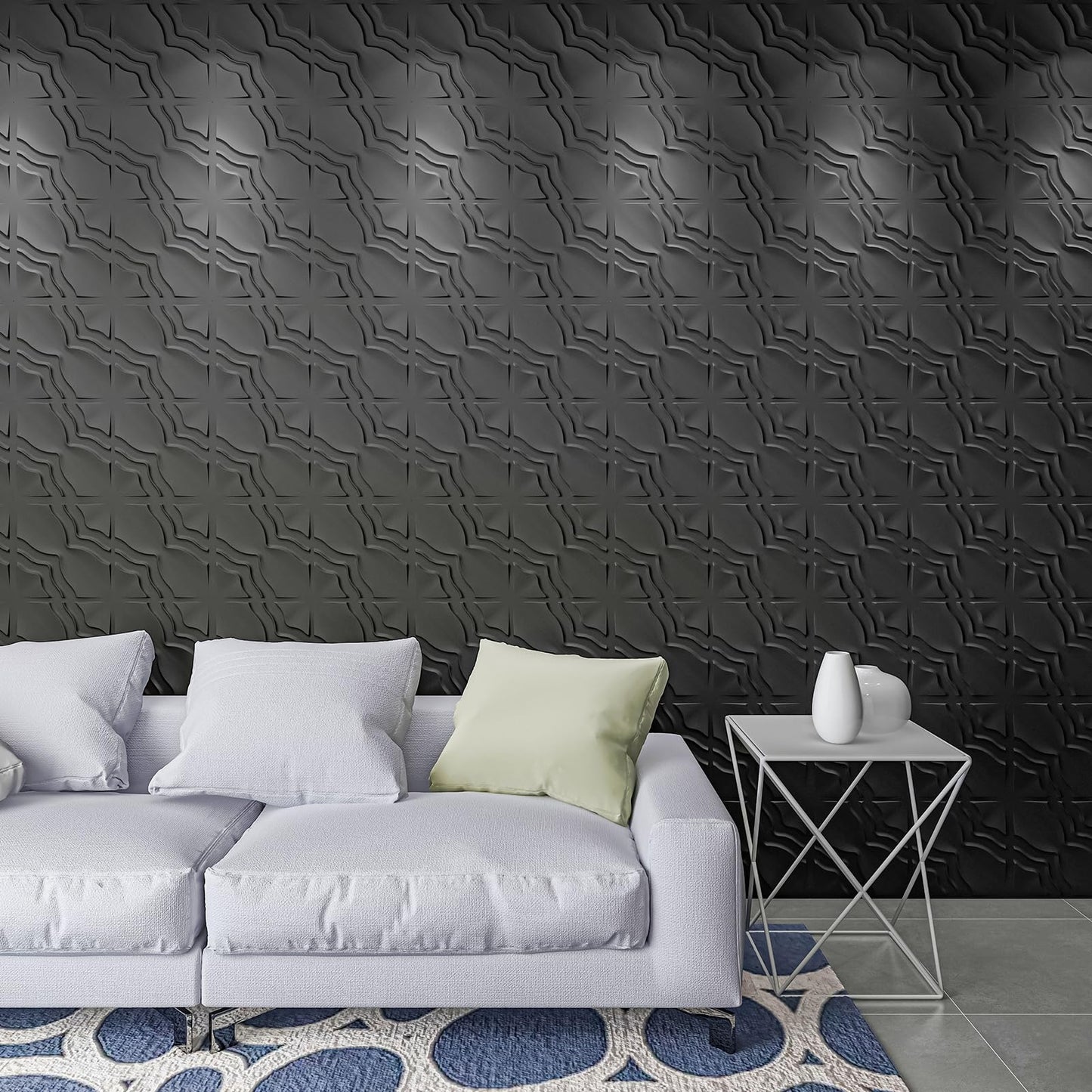 Art3dwallpanels 33 Pack 3D Wall Panel, 2 Different Effects PVC Textured Wall Panels for Interior Wall Décor, 12 x12 Inch Cover 32.Sq.Ft, Black