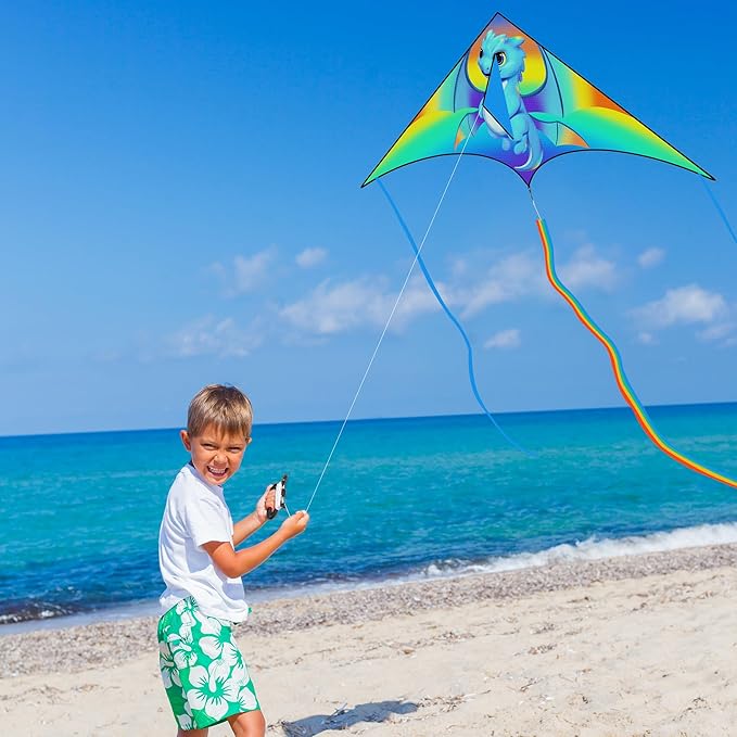 Kites for Kids Ages 4-8 & 8-12，Large Delta Kite for Adults,Easy to Fly, Kids Kites for Boys and Girls, Perfect for Beginners, Gifts for Holiday Easter Festival (Dragon)