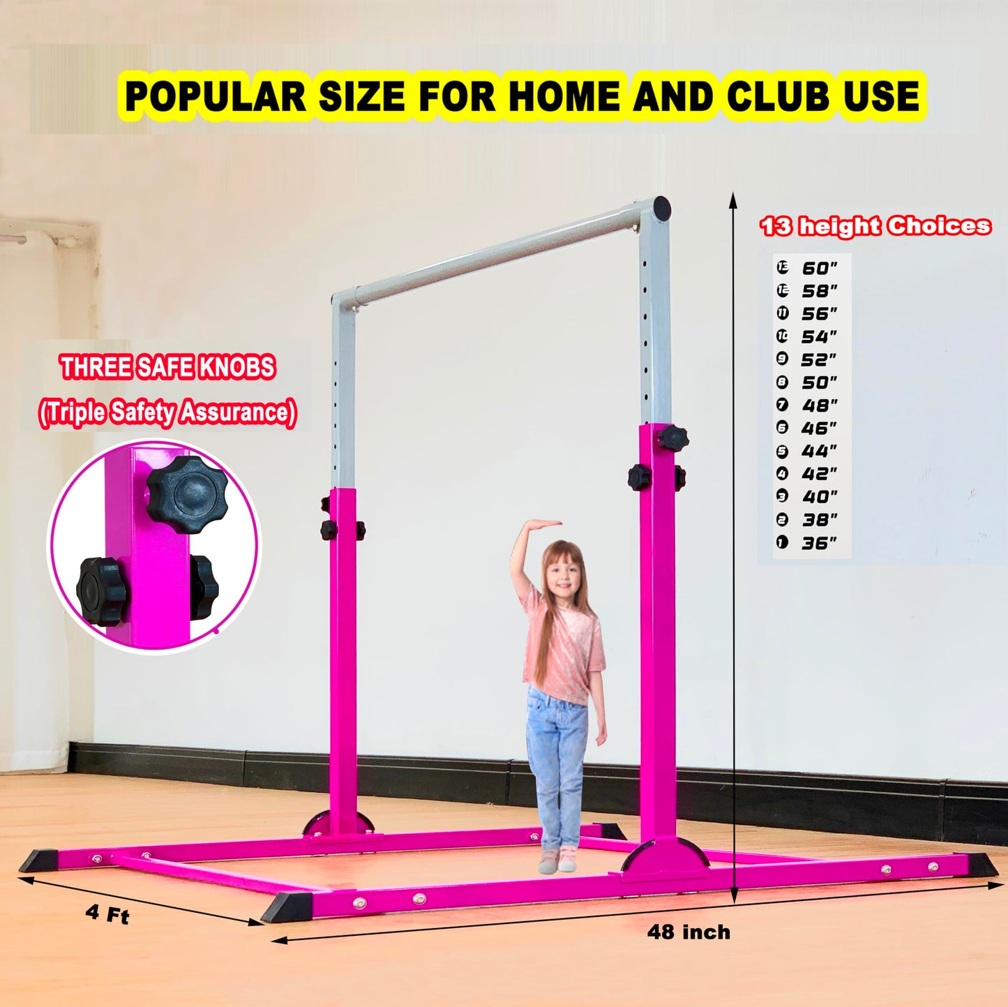 MARFULA Gymnastic Bar for Kids Gymnastic Kip Bar Horizontal Bar Purple Bar Gymnastic Training Equipment for Kids 3-15 Years Home and Club Use