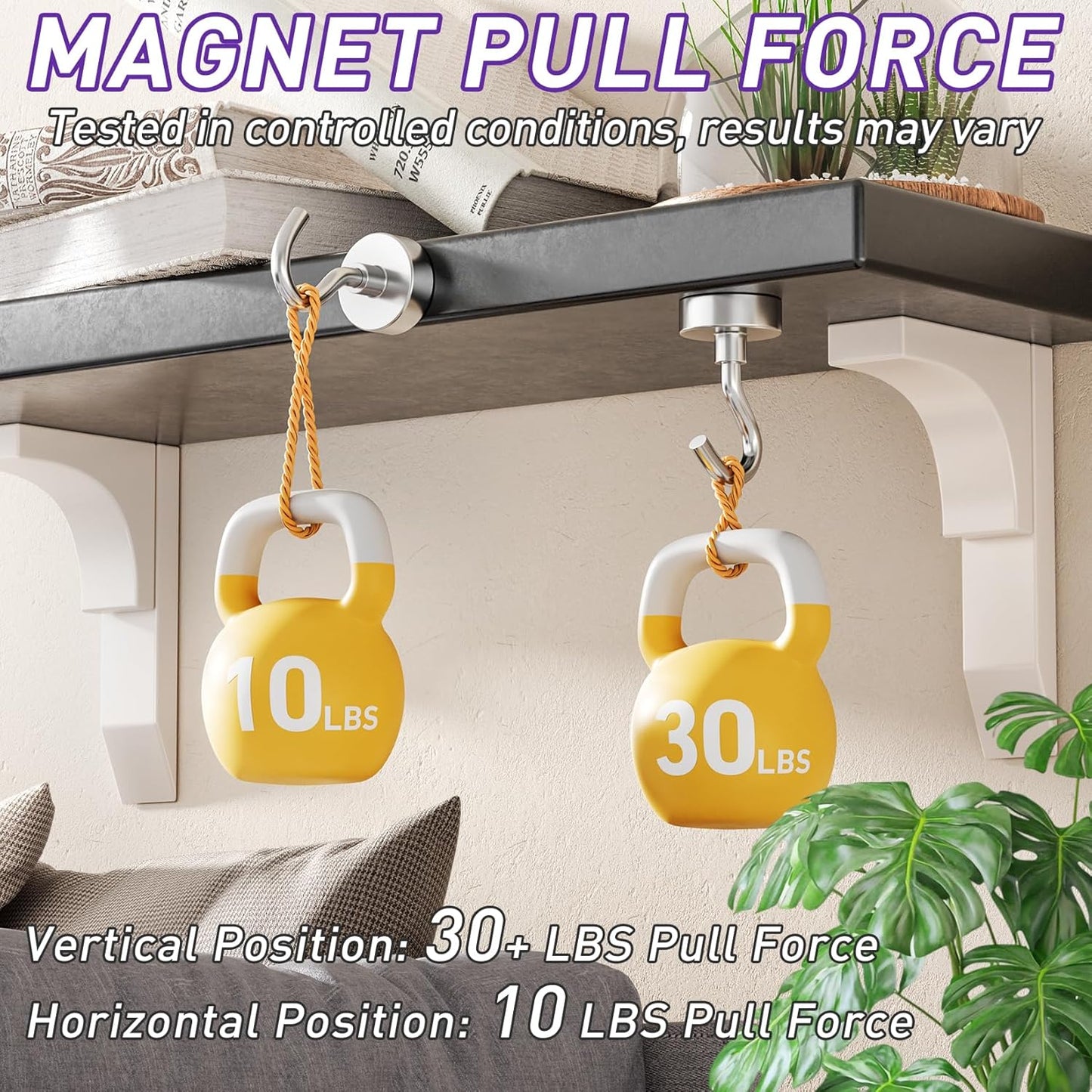 Skiennix 12 Pack Magnetic Hooks - Heavy Duty 30lbs+ Metal Hooks for Kitchen, Fridge & Classroom
