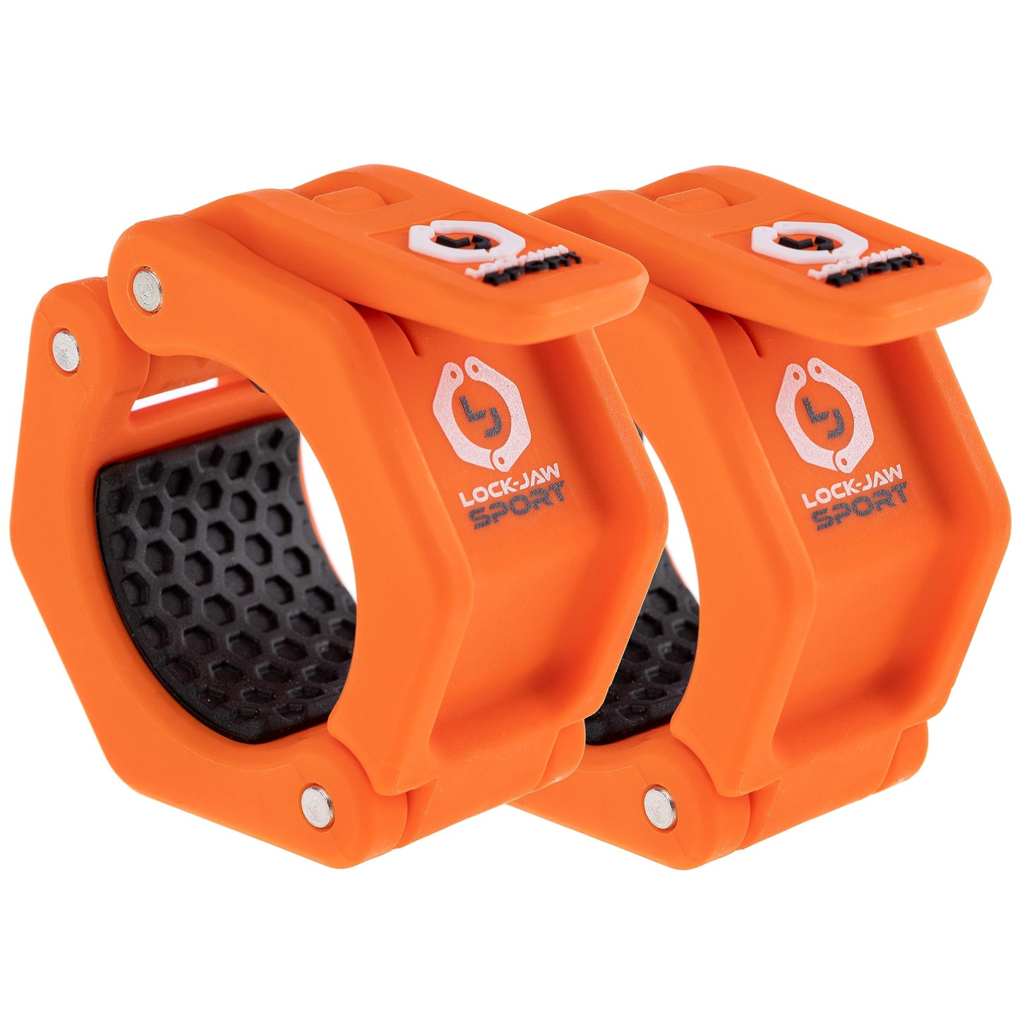 Lock-Jaw Barbell Collars Sport Olympic Barbell Clamps 2 Pcs – Heavy Duty Bar Clamps for 2” & 50mm Olympic Bars – Secure Weight Bar Clamps for Strength Training & Home Gym Accessories – Orange