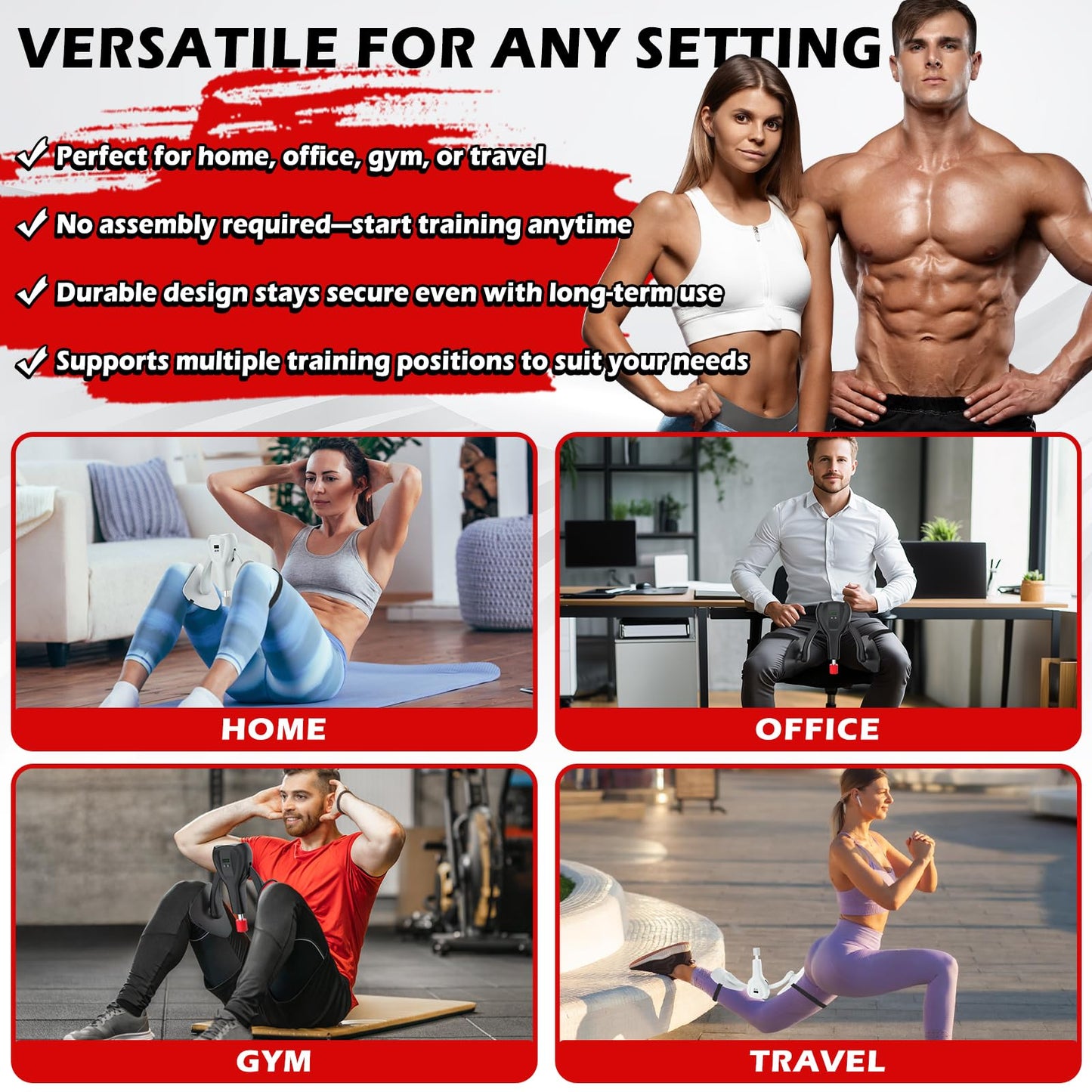 3rd Gen Thigh-Train 0-100 lbs Adjustable Resistance Inner Thigh Train Exercising Counter with Leg Straps Band Pelvic Floor Kegel Hip Exercise Workout Equipment Pilates Women Men (Black)