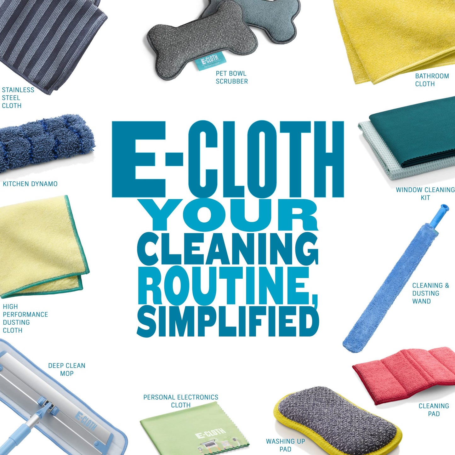 E-Cloth Washing Up Scrub Pad - Microfiber Sponge for Cleaning, Reusable Kitchen Sponge for Dishes & Sink, Non Scratch, Multi Purpose Scrubber, Machine Washable - 4 Pack