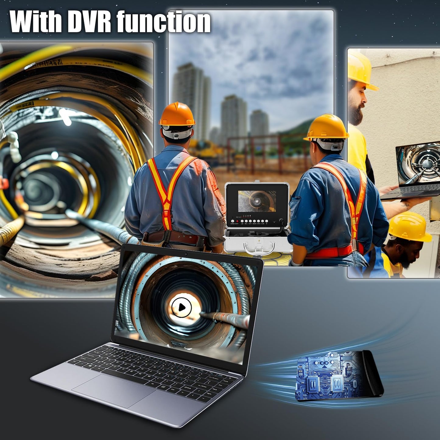 EIXAUP Sewer Camera 66 ft, 23 MM Pipe Inspection Camera with 12pcs LED Lights, 7" 1080P HD Monitor with DVR Function, IP68 Waterproof, Meter Marker, Included 32GB Card(20 m)