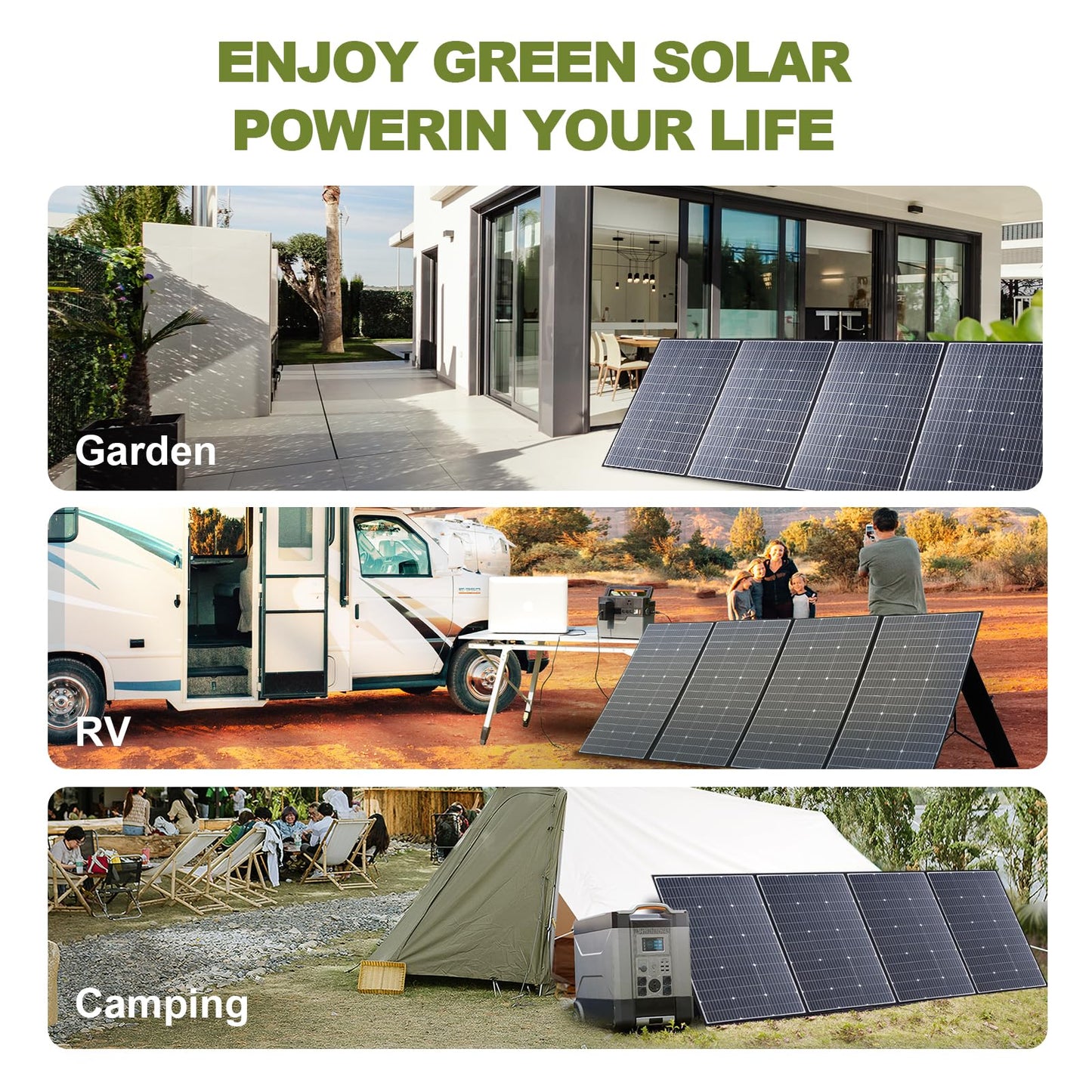 ALLPOWERS SP037 400W Portable Solar Panel, 23% Efficient IP66 Waterproof Foldable for RV Camping Home & 12V Systems, Compact Power Solution