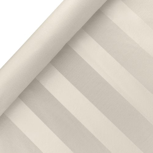 Luxury Table Protector Pad, 2 in 1 Table pad + Great Looking Tablecloth - Heat Resistant, Spill & Stain Proof - Flannel Backing (Ivory - Silk Stripe, 54x144)