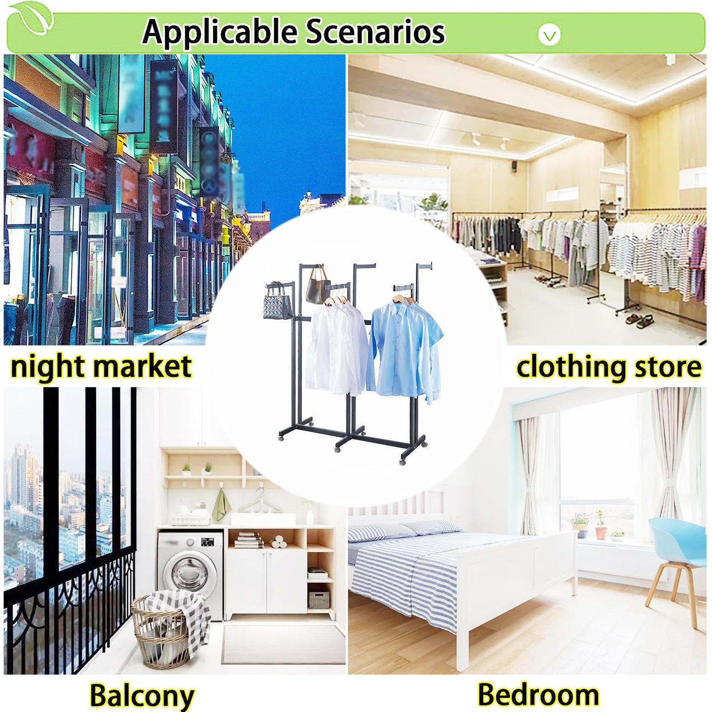 FKKPRVAX Floor Standing Metal Garment Rack - Heavy Retail Display Racks With Wheels, 8 Arms Clothing Rack, Square Tubing Portable Shirt Racks, Merchandise Display For Hanging Clothes (L-gold)