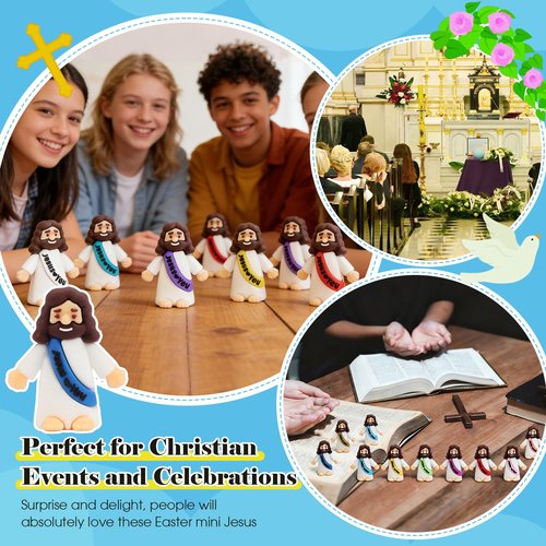 54 Pack Little Jesus Figurines in Bulk, Pocket Jesus Loves You, Jesus Small Figures, Little Tiny Jesus Figures for Church Christmas Party Favors Baptism Gifts Religious Gifts for Easter Egg Stuffers