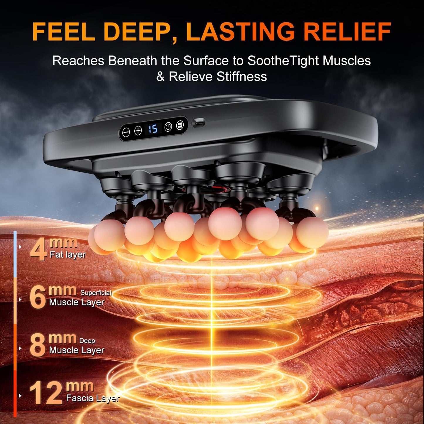 Fitiger Massage Gun Deep Tissue for Back, Shoulder and Neck Pain Relief, Powerful Shoulders, Back Massager, Legs, Foot Massager & Full Body Muscle Recovery with 20 Massage Heads, 3 Modes & 30 Speed