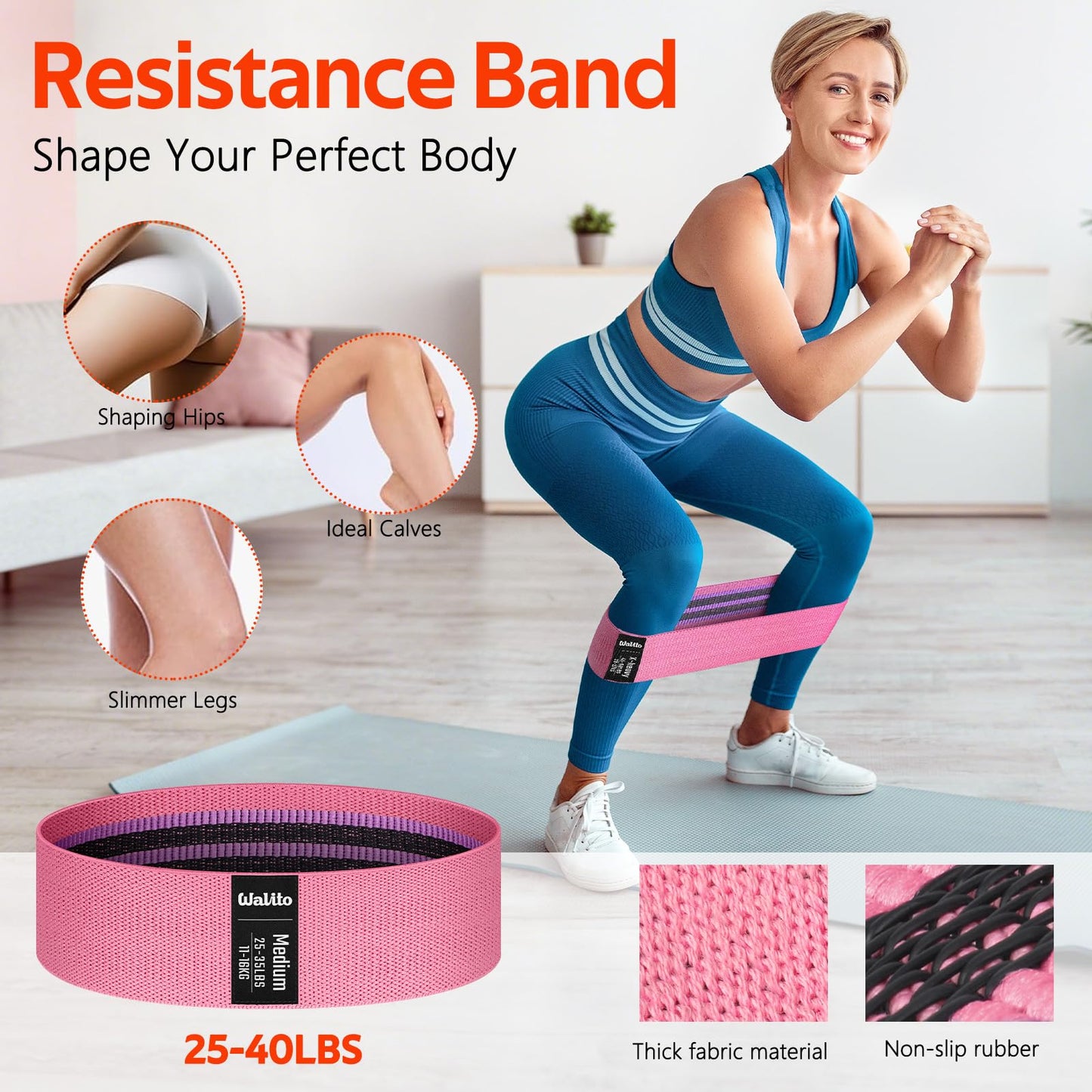 WALITO Barbell Squat Pad Set for Women, 10 Pcs Hip Thrust Gym Equipment with Exercise Handles, Wrist Wraps, Lifting Straps, Booty Band & Jump Rope, Portable Cable Machine Attachments