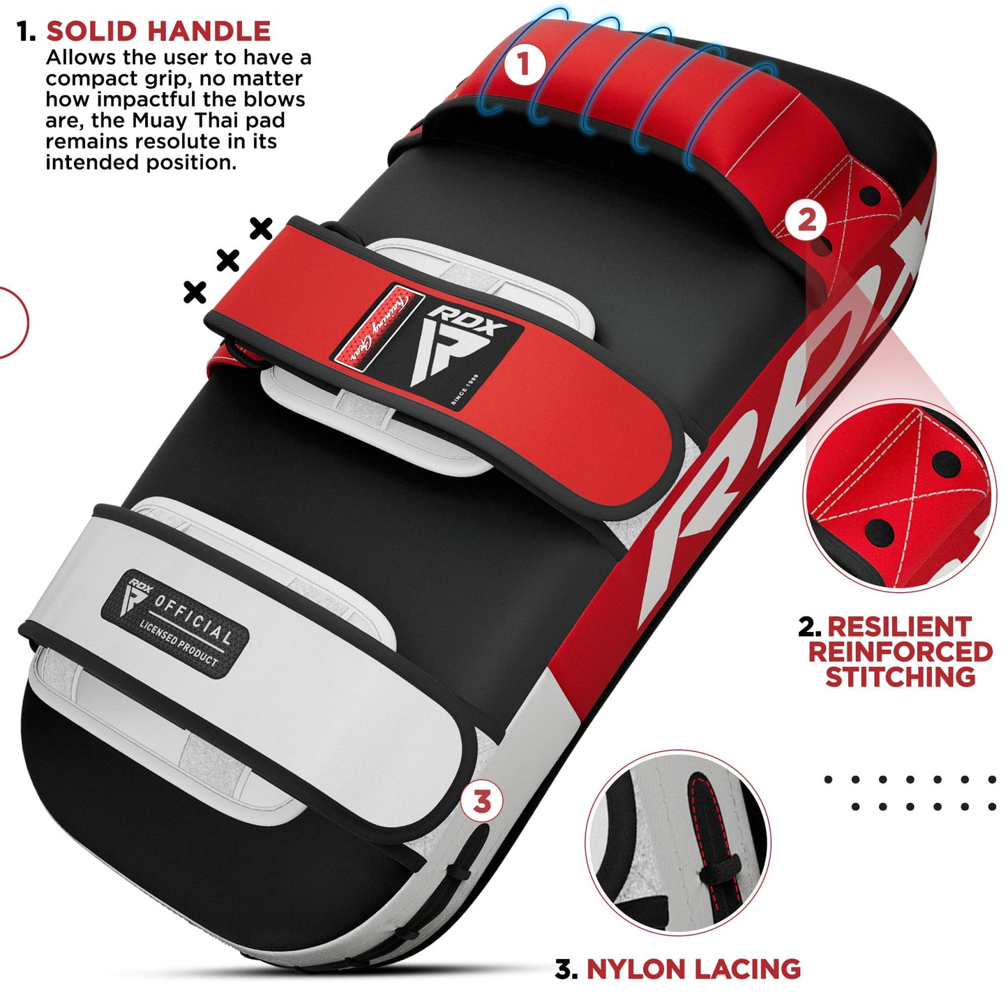 RDX Muay Thai Pad for Training, Curved Kickboxing Kicking Strike Shield, Coaching Kick Boxing, MMA, Martial Arts, Karate, Taekwondo, Punching, Foot, Knee and Elbow Target (One Pad Only)