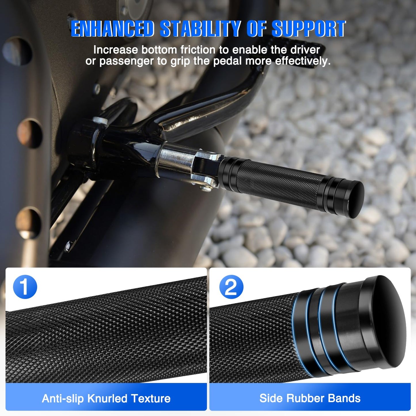 Nilight Motorcycle Foot Pegs Fit for Harley Dyna Sportster Forty Eight Road King Motorcycle Passenger Pedals Footpegs CNC Aluminum Billet Pedal Dirt Bike Footpegs Skidding Foot Rests Pegs, Black