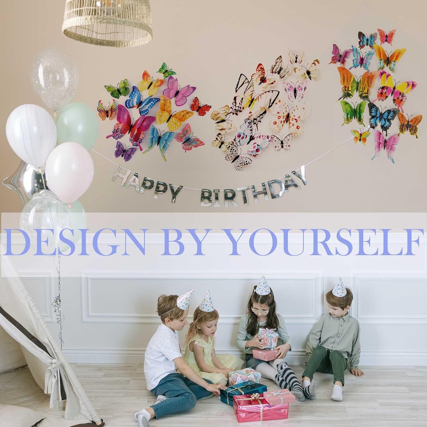 OPSEAM 3D Butterfly Wall Decor - 72 PCS White Butterfly Stickers with Magnets for Party Decorations