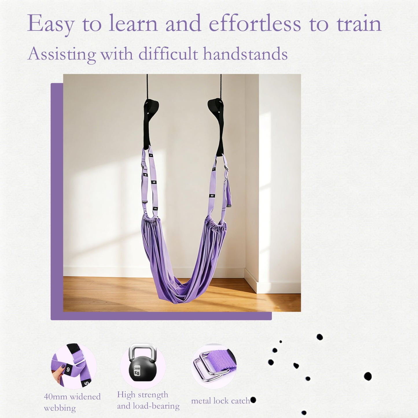 ZHQZZPH Aerial Yoga Stretching Strap - Adjustable Yoga Straps for Stretching, Flexibility & Inversion Training | Portable with Pouch for Pilates, Ballet, Gymnastics