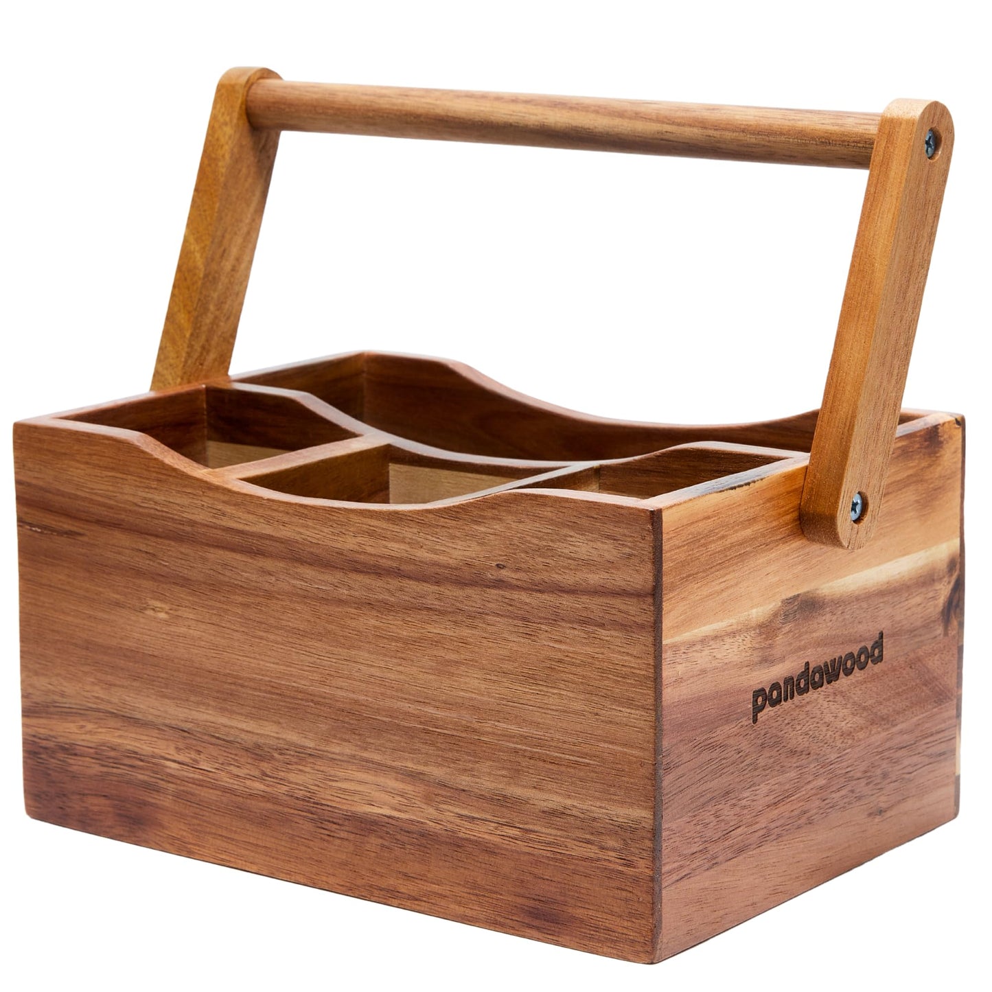 Utensil Caddy for Parties - Acacia Wood Silverware Caddy for Party Kitchen Countertop - Utensil Holder for Party Kitchen Counter - Cutlery Flatware Caddy Silverware Holder for Countertop Organizer