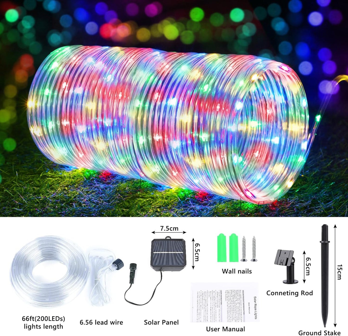 Solar Rope Lights by [Brand Name] | 132ft 400LED Waterproof Outdoor String Lights - 8 Modes for Garden & Patio Decor