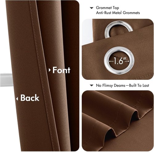 MIULEE Blackout Curtains - Thermal Insulated Room Darkening Drapes | 84-Inch Mocha Brown, 2 Panels