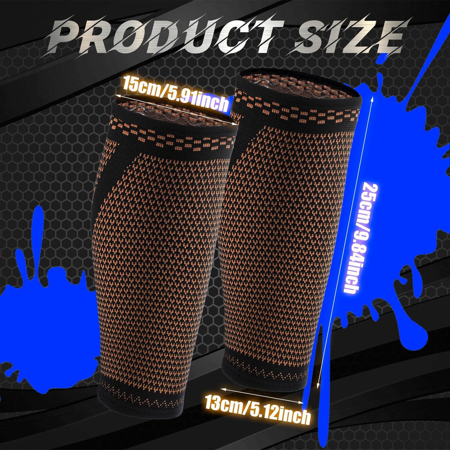 Funnysoft 4 Pairs Copper Calf Compression Sleeves for Men Women Knee Brace for Relieve Knee Pain Calf Support Brace Black Leg Compression Sock Support for Running Meniscus Tear Sports