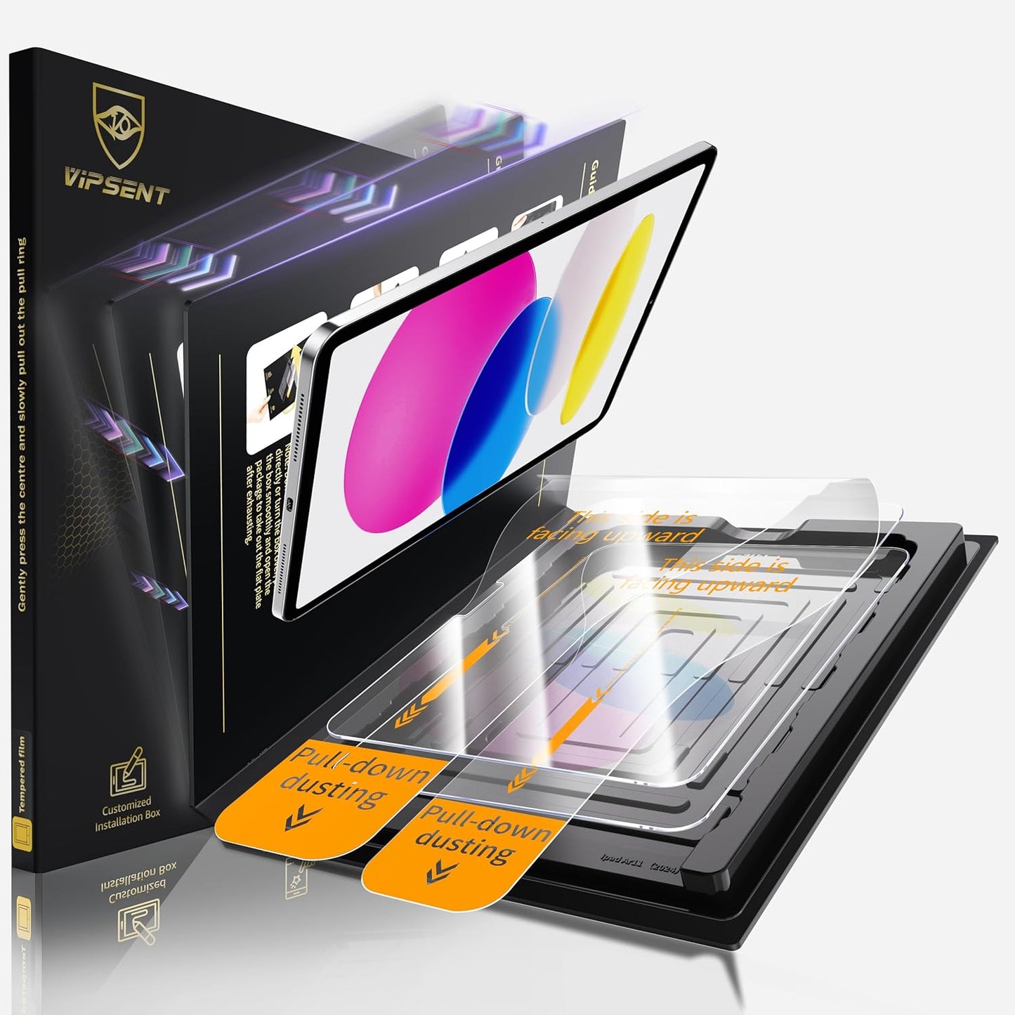 Vipsent 2-Pack 11th A16 11-in. /10th 10.9-in. (2025/2022) 9H+ Glass Screen Protector for iPad Generation Military