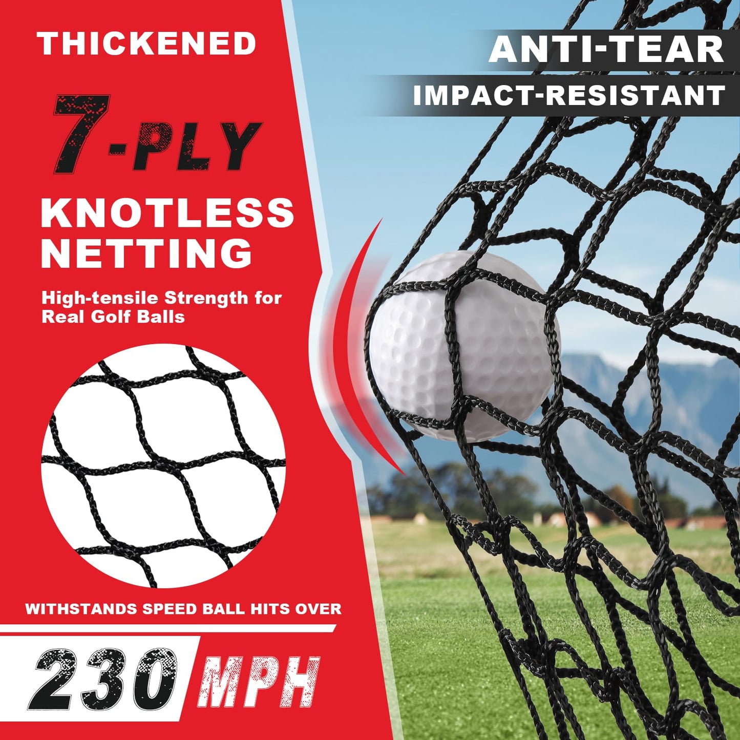 Pro Golf Net, 10x7ft Heavy Duty Golf Practice Net with Mat, Outdoor Indoor Hitting Nets with Noise Reduce Silk Target for Backyard Driving Chipping/Garage Training, Christmas Golf Gifts for Men Boys