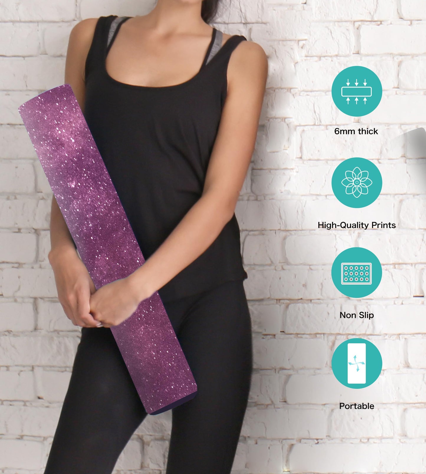 Knsbk Non Slip Yoga Mat TPE Workout Mat for Men Women, Thick Workout Mat with Carrying Strap, Fitness Mats for Exercise, Yoga, Fitness, Pilates, Floor Workouts (72" x 24" x 6mm)
