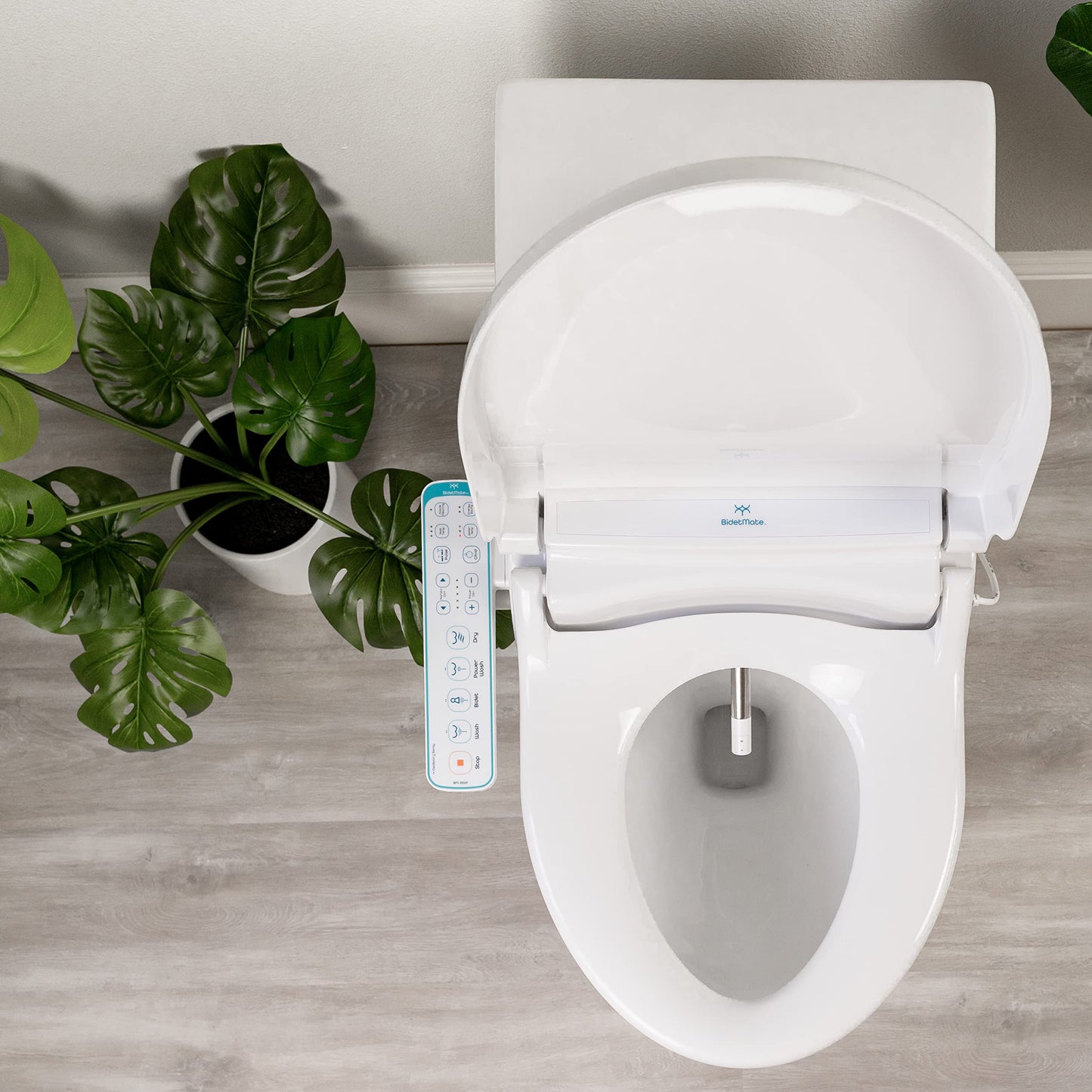 BidetMate 1000 Series Electric Smart Toilet Bidet Seat with Heated Water, Side Control Panel, and Warm Air Dryer - Self-Cleaning - Perfect for a Smart Home Kit - Round