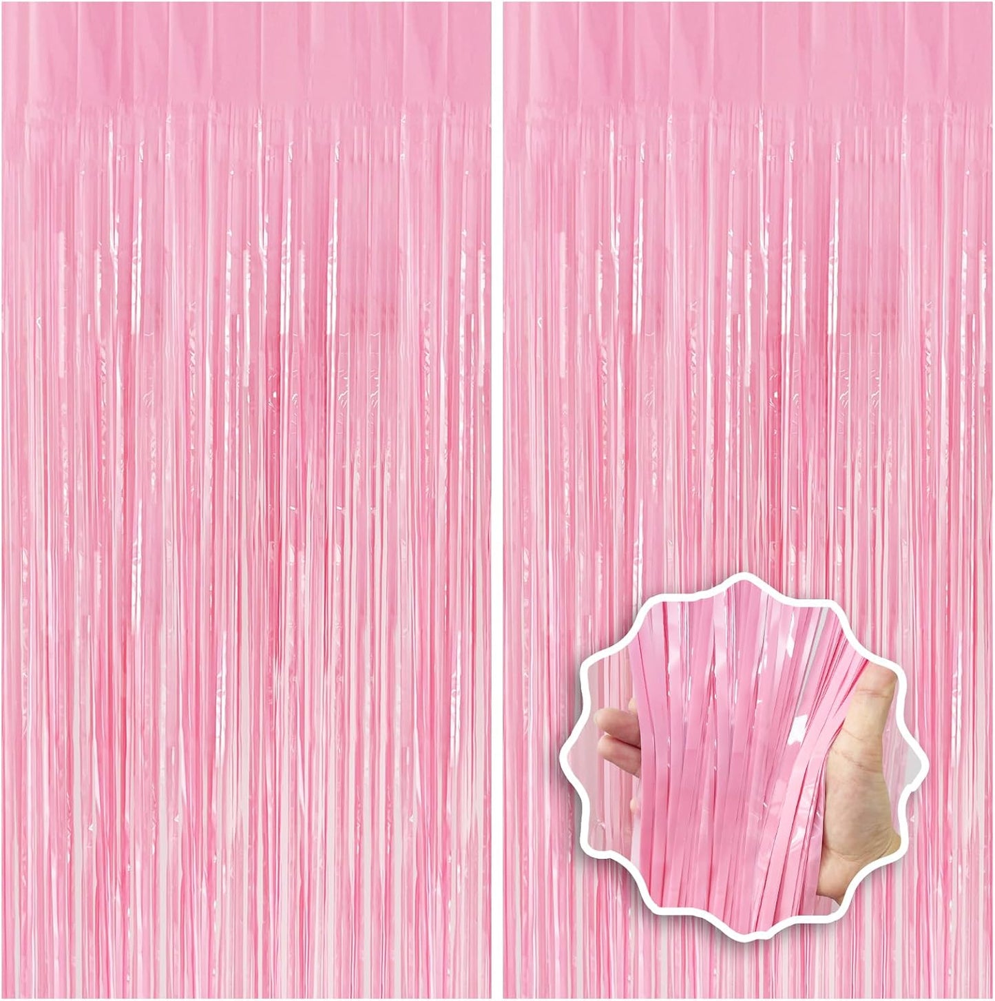 Pastel Pink Foil Fringe Curtain Backdrop - 3.3x8.2ft Party Decorations | Perfect for Birthdays & Celebrations