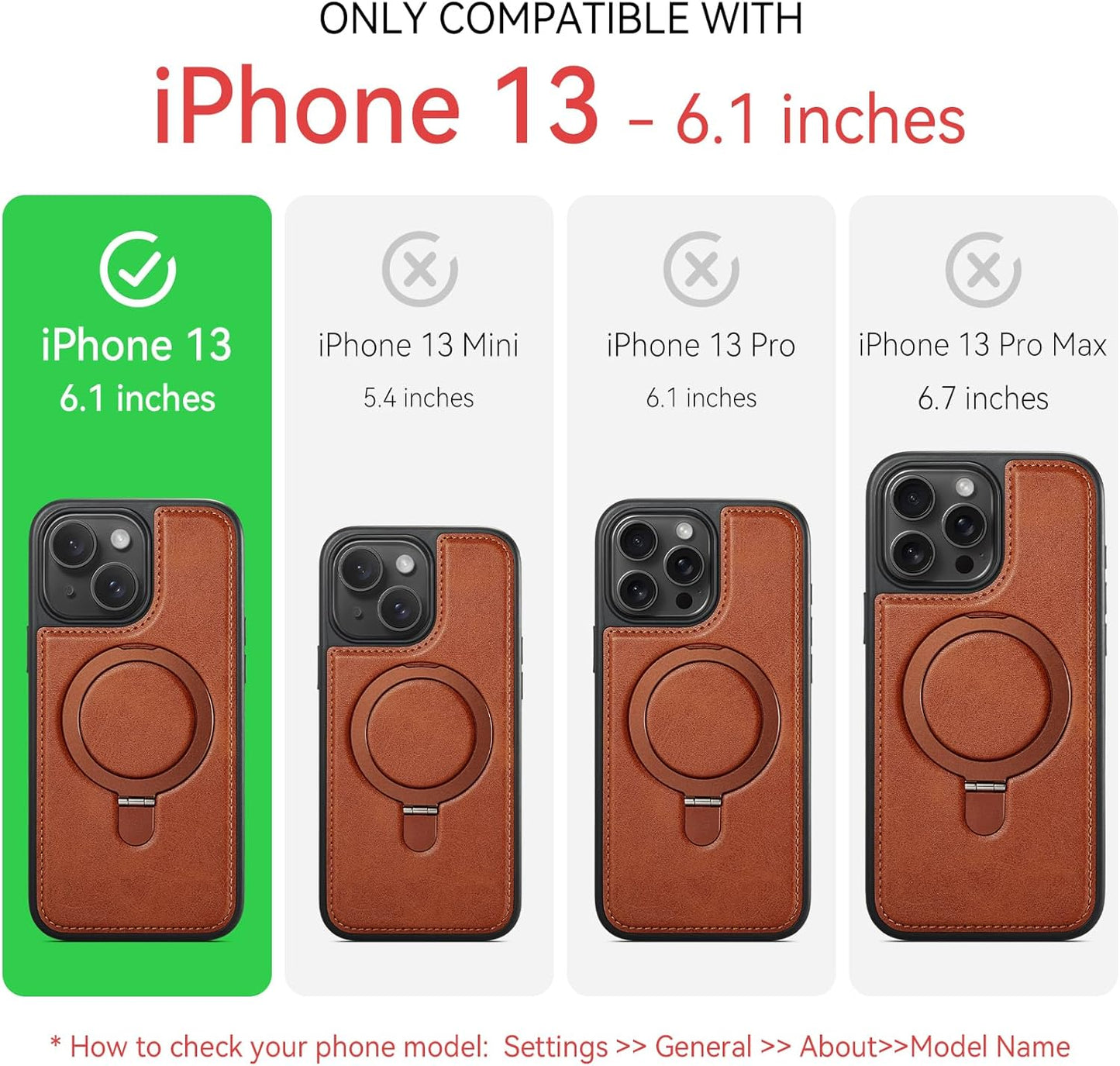 CHEEWADA 13 6.1", for iPhone Case with Stand Compatible with Magsafe Slim PU Leather & Durable TPU Drop Proof Magnetic