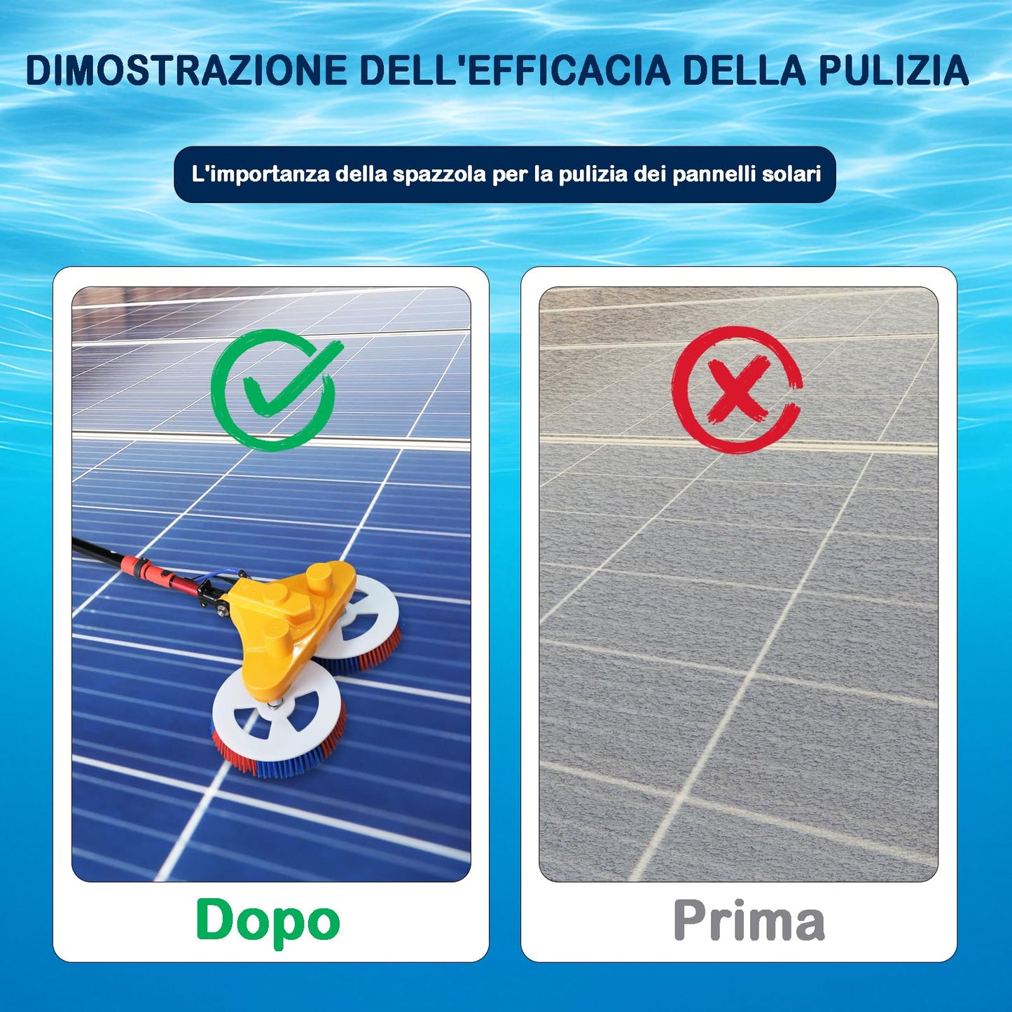 Solar Panel Cleaner – Dual Rotating Disc Brush with 11ft Carbon Fiber Pole, AC Powered Cleaning Equipment for Home PV Systems