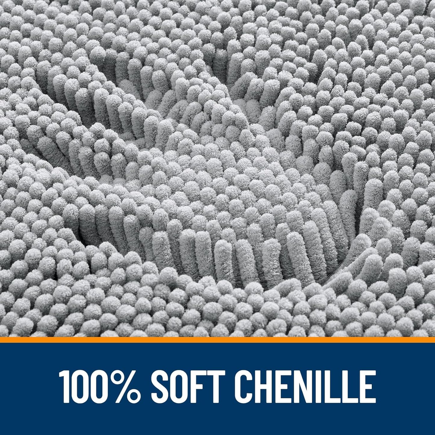 OLANLY Bathroom Runner Rugs - Soft Absorbent Chenille Bath Mats | Quick Dry, Machine Washable, 47x24, Light Grey