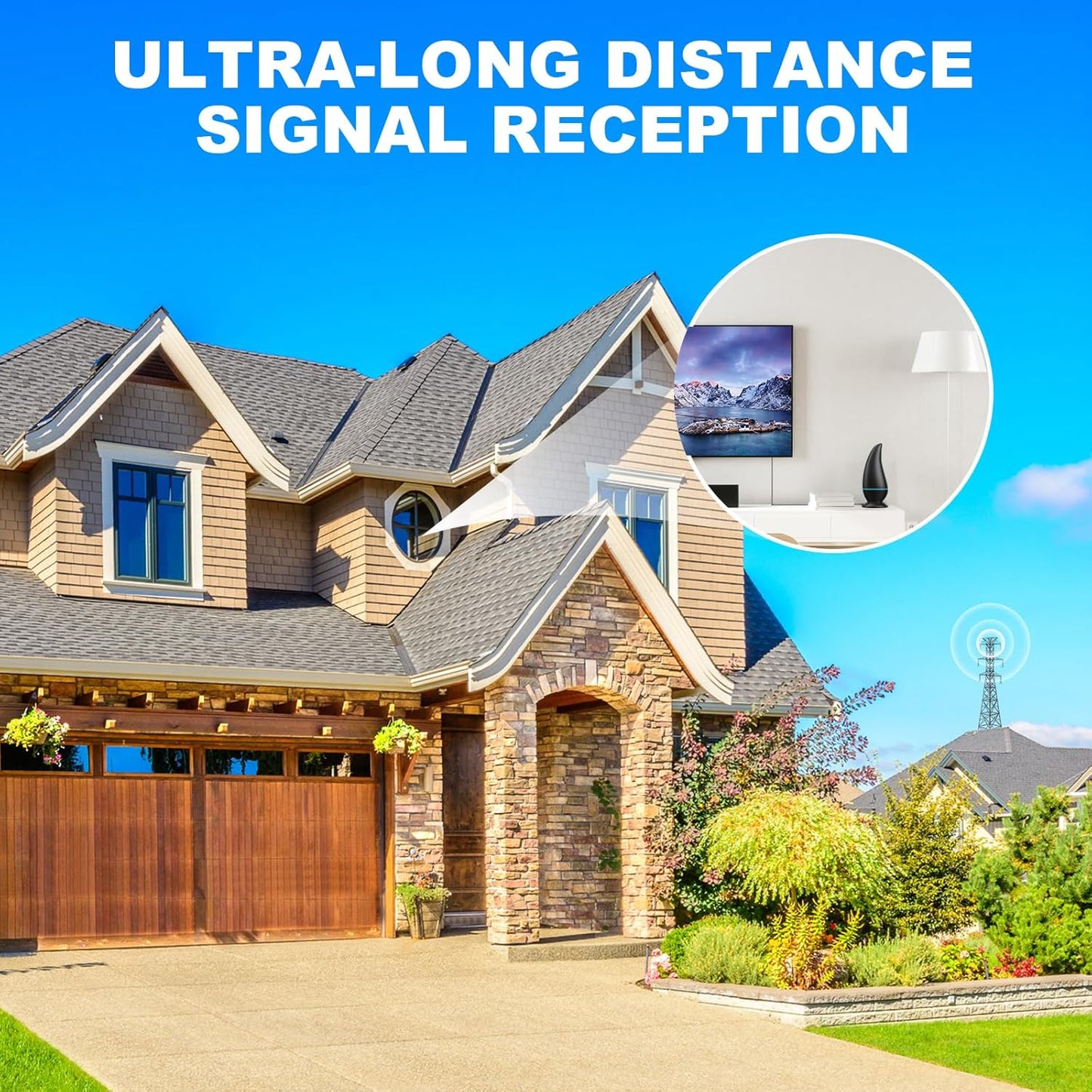 DAANT 4K 1080p Reception,13.5ft Indoor TV Antenna Long Range, Antenna for Smart TV Support Signal Coax HDTV Cable