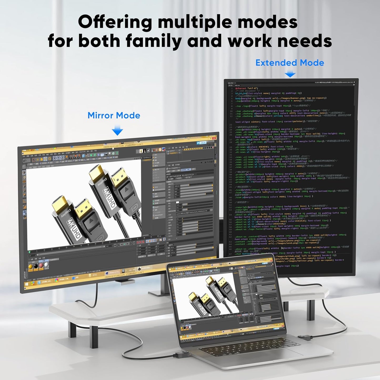 4K 6ft: 2-Pack 4K@30HZ 2K@120HZ 1080P Displayport to HDMI Cable Uni-Directional DP to HDMI Cord HDR - Gold-Plated Male