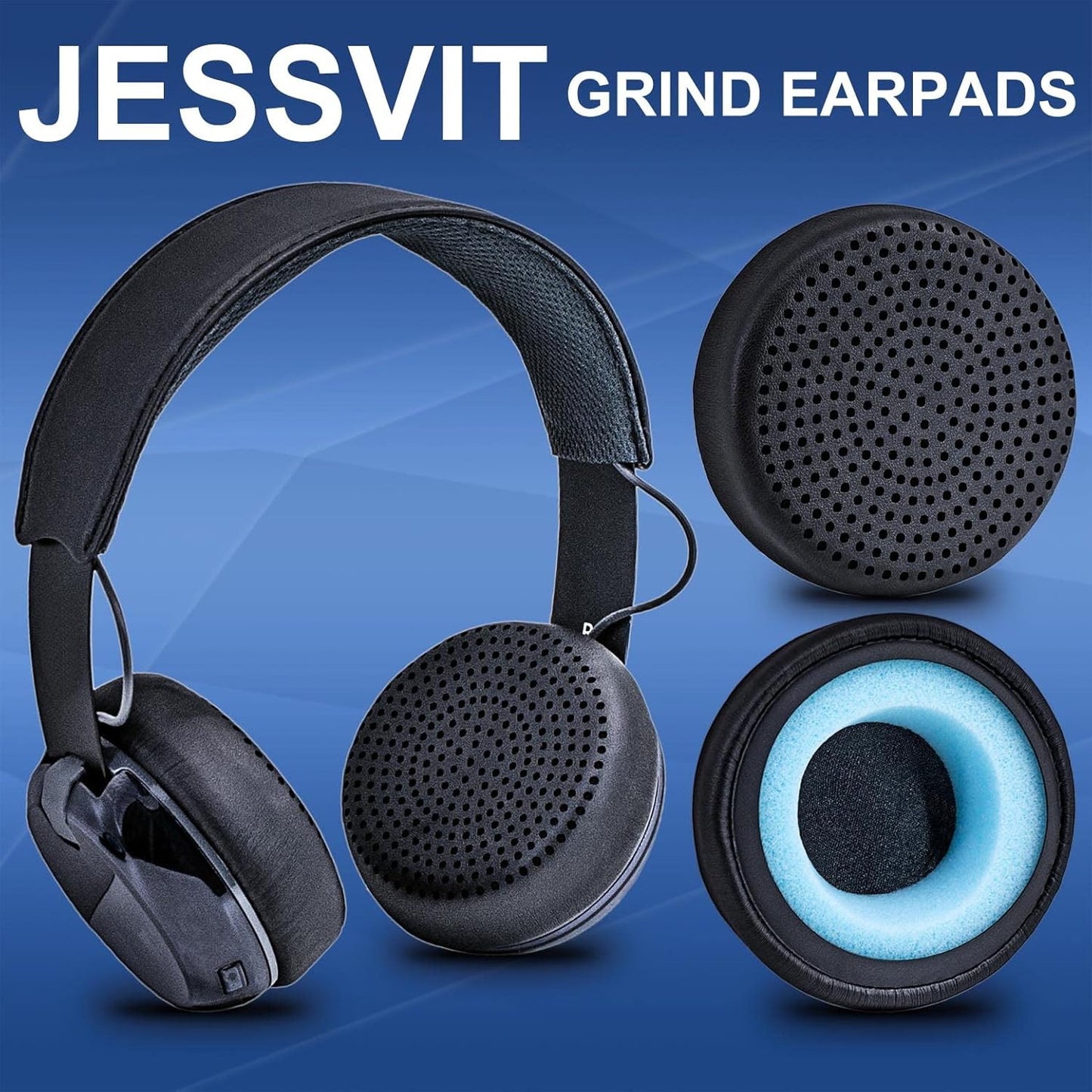 JESSVIT Grind Bluetooth Wireless On-Ear Headphones Replacement Earpads - Protein Leather Ear Cushions, Brown
