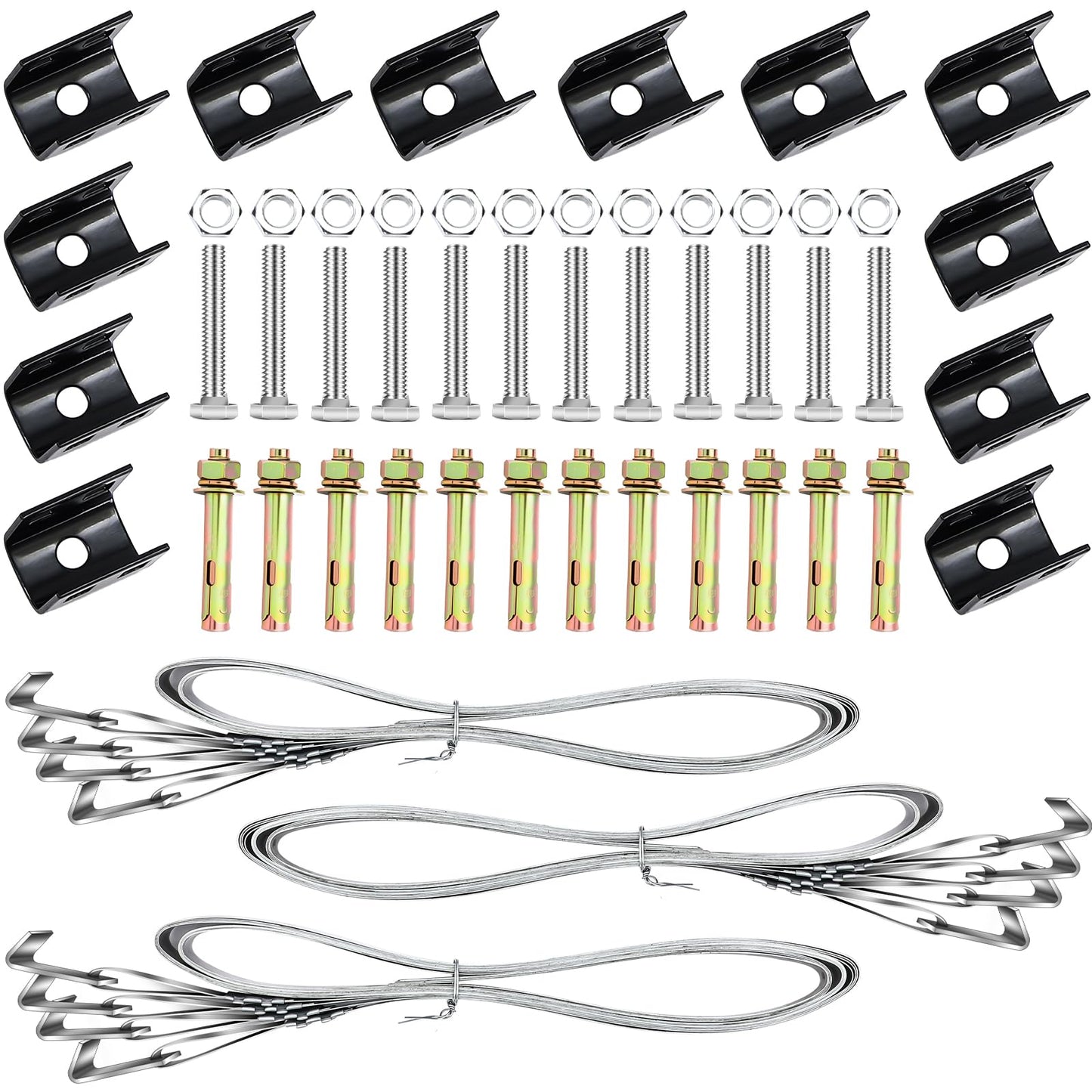 LEIFIDE Mobile Home Parts Set of 12 Dry Concrete Anchors Tie Down Straps and Bolts for Wind Resistance, Stability