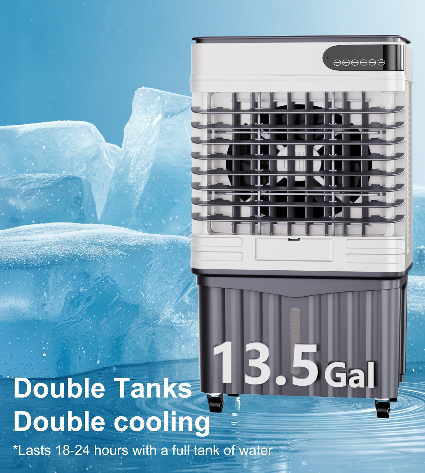 AKIRES 3600CFM Swamp Cooler,Evaporative Air Cooler with 13.5-Gal Water Tank,4 Ice Packs,Evaporative Cooler for Outdoor Patio Garage Commercial Industrial Use (41IN)
