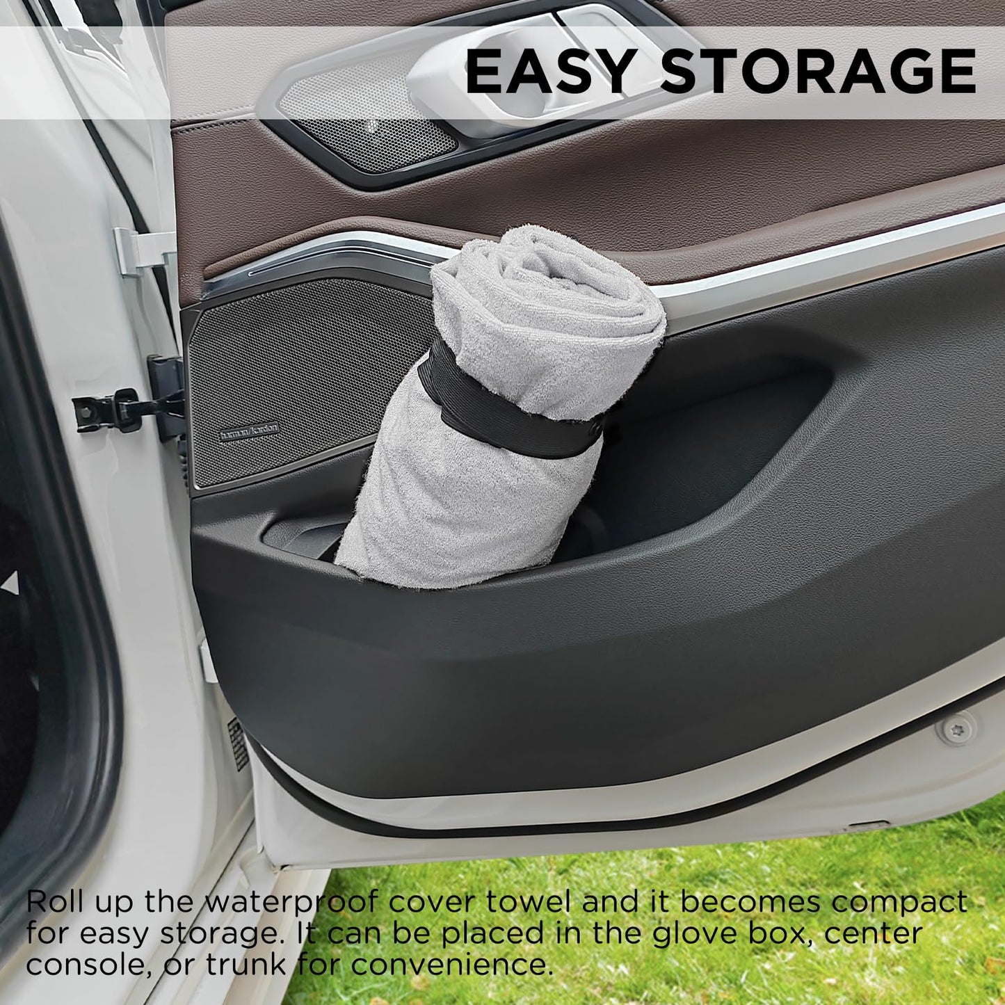 DREAMANIA Waterproof Seat Cover Towel, Premium Sweat Carseat Protector, Perfect for Universal Anti-Slip Car Truck SUV Seat, Great for Surfing Yoga Gym Workout, Gray