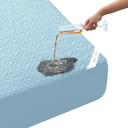 BEDLORE Waterproof Mattress Protector - Cal King Size with Deep Pocket 6"-18" Depth | Soft Dirt-Proof Cover in Sky Blue