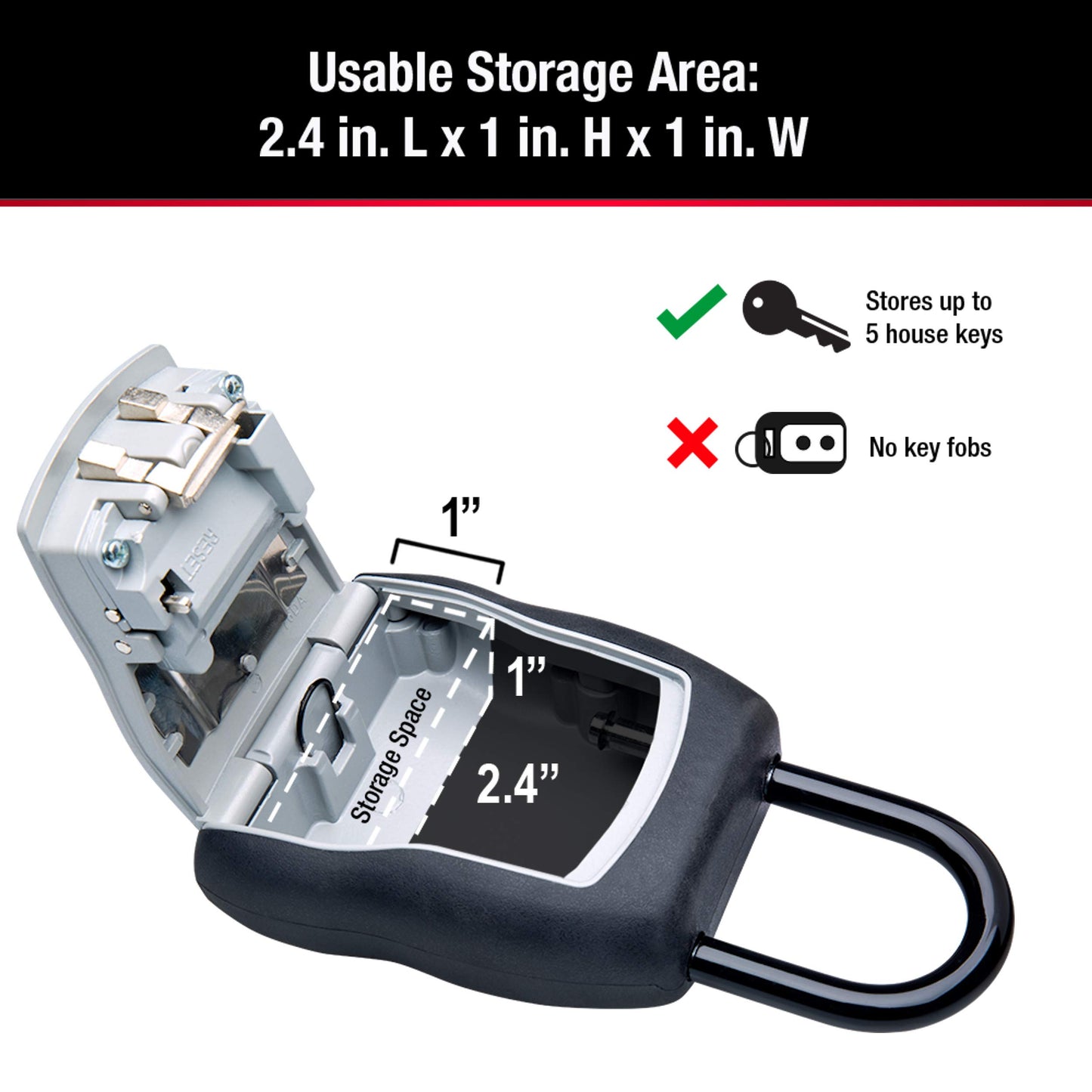 Master Lock Key Lock Box for House Keys – Outdoor Portable Combination Lockbox with Resettable 4 Digit Code, Weather Resistant Durable Metal Body, Holds 5 Keys, 5400EC5, Black, 5 Pack