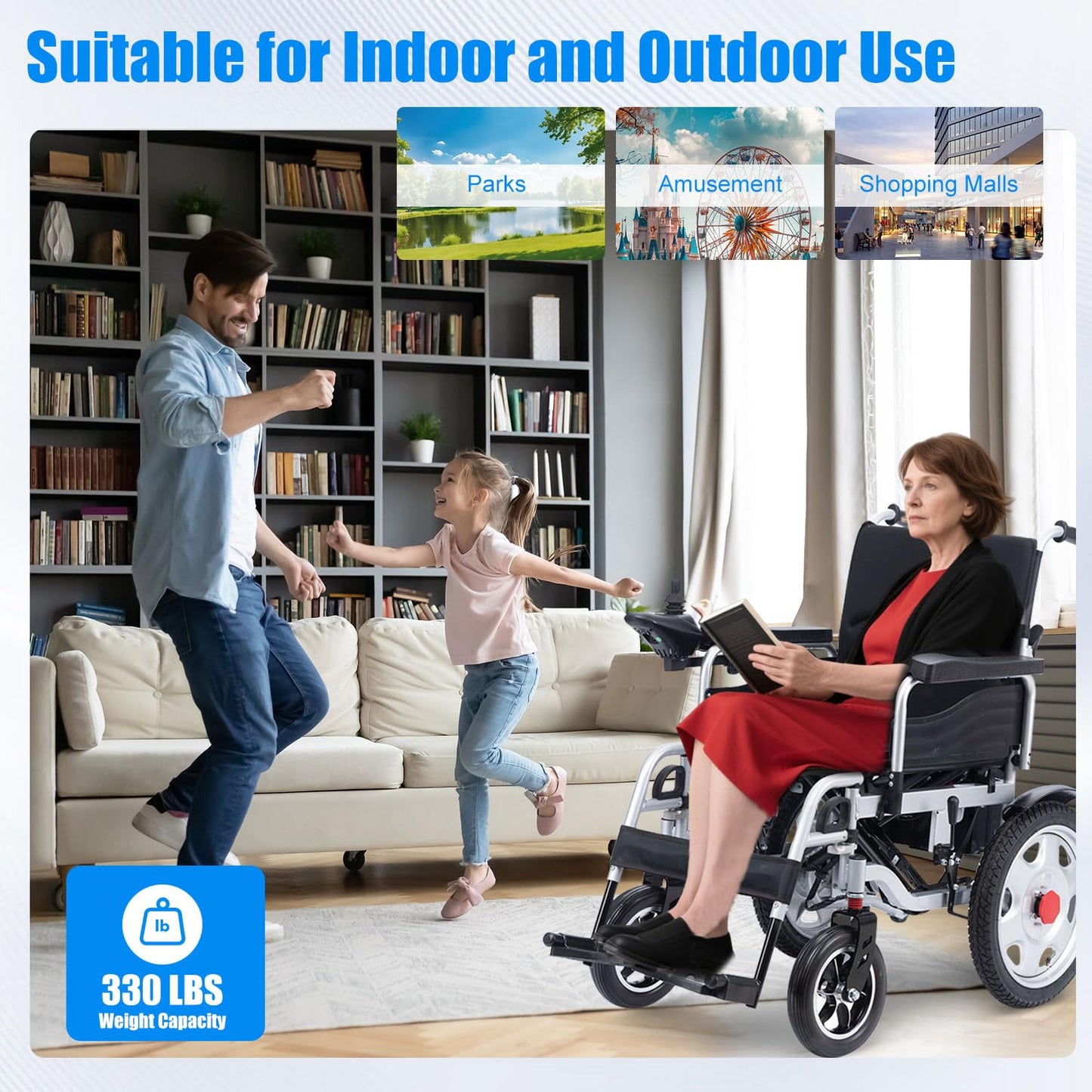 Electric Wheelchairs for Adults, 25 Miles All-Terrain Power Wheelchair Lightweight Foldable Motorized Wheelchair for Seniors, Compact Portable Heavy Duty Wheelchair Support 300 Lbs, Airline Approved