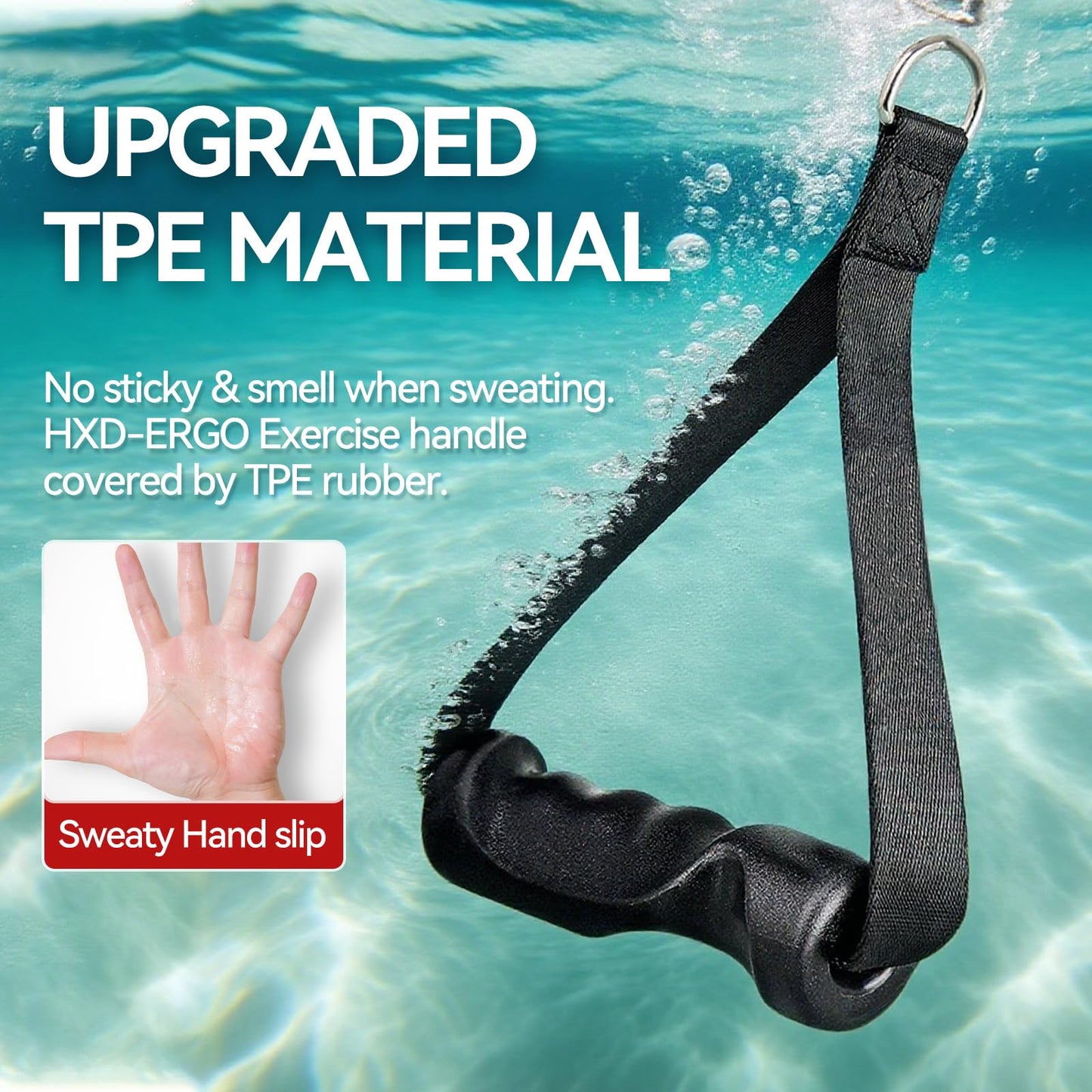 Exercise Handles - Ergonomic Gym Attachments for Cable Machine, Resistance Band Handles, Non-Slip D Handle Cable Attachment - Cable Handles for Pilates Strength Training Home & Public Gym (370 LBS)
