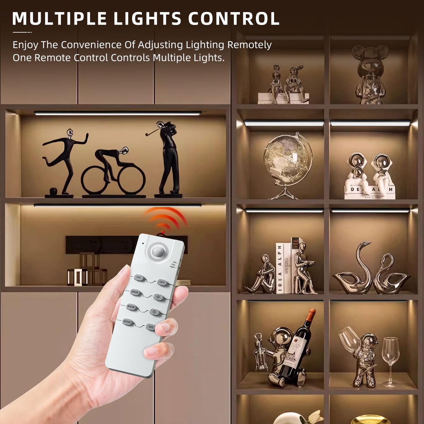 Under Cabinet Lighting,276 LED Wireless Motion Sensor Light Indoor, Rechargeable Closet Lights Battery Operated,Dimmable & 3 Color Temps,Magnetic Under Counter Lights for Kitchen, Closet (80CM,3Pack)