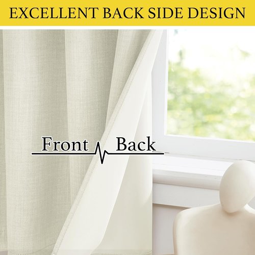 NICETOWN Blackout Thermal Insulating Curtain Valances - 30 Inch Length, 2 Panels for Kitchen & Bathroom (Natural)