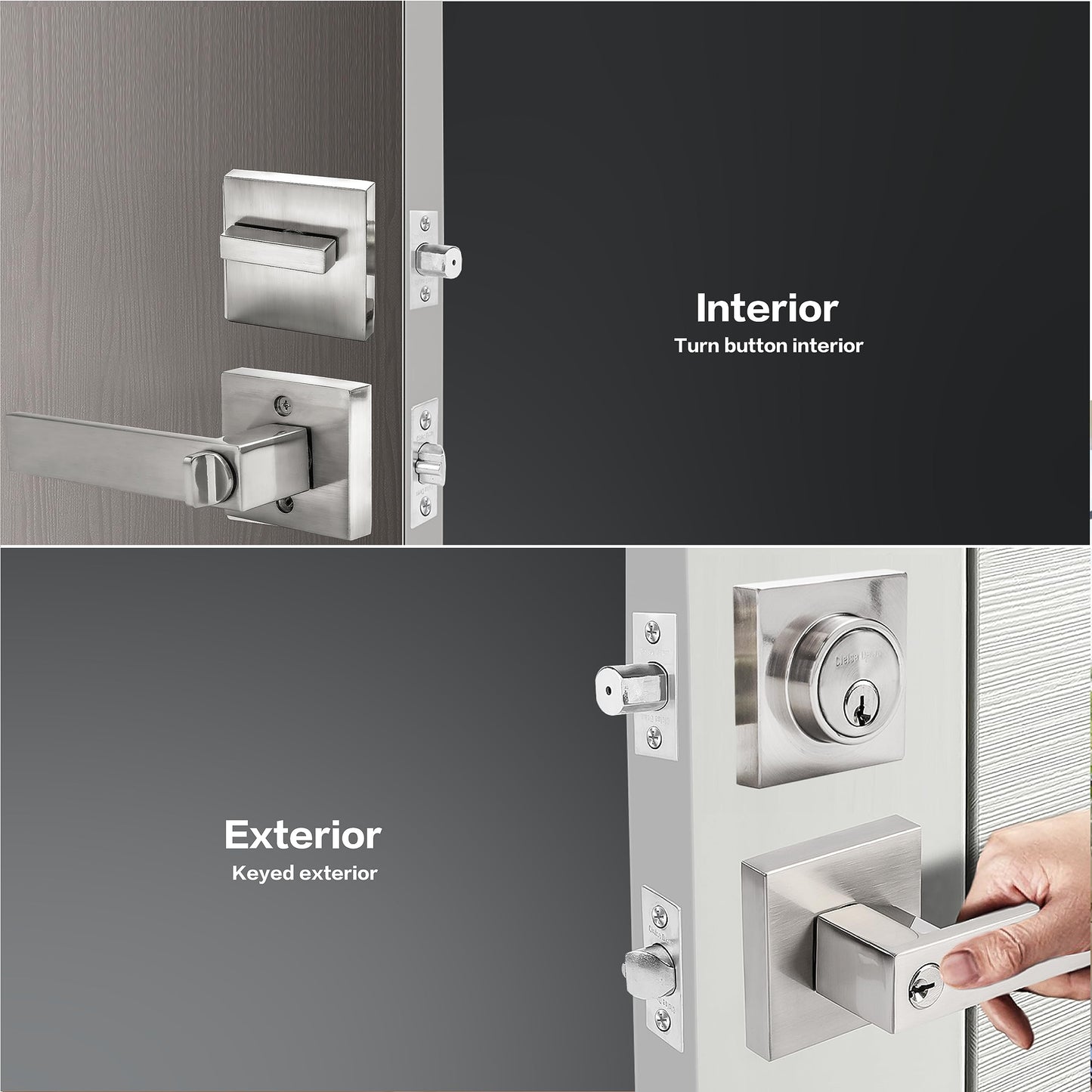 Cielsa Dawn Key Lock Satin Nickel Entry Door Set with Deadbolt Combination Lockset, 4-Piece Set